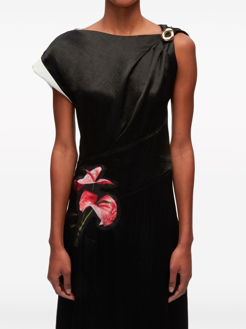 floral-motif draped twisted dress - 5