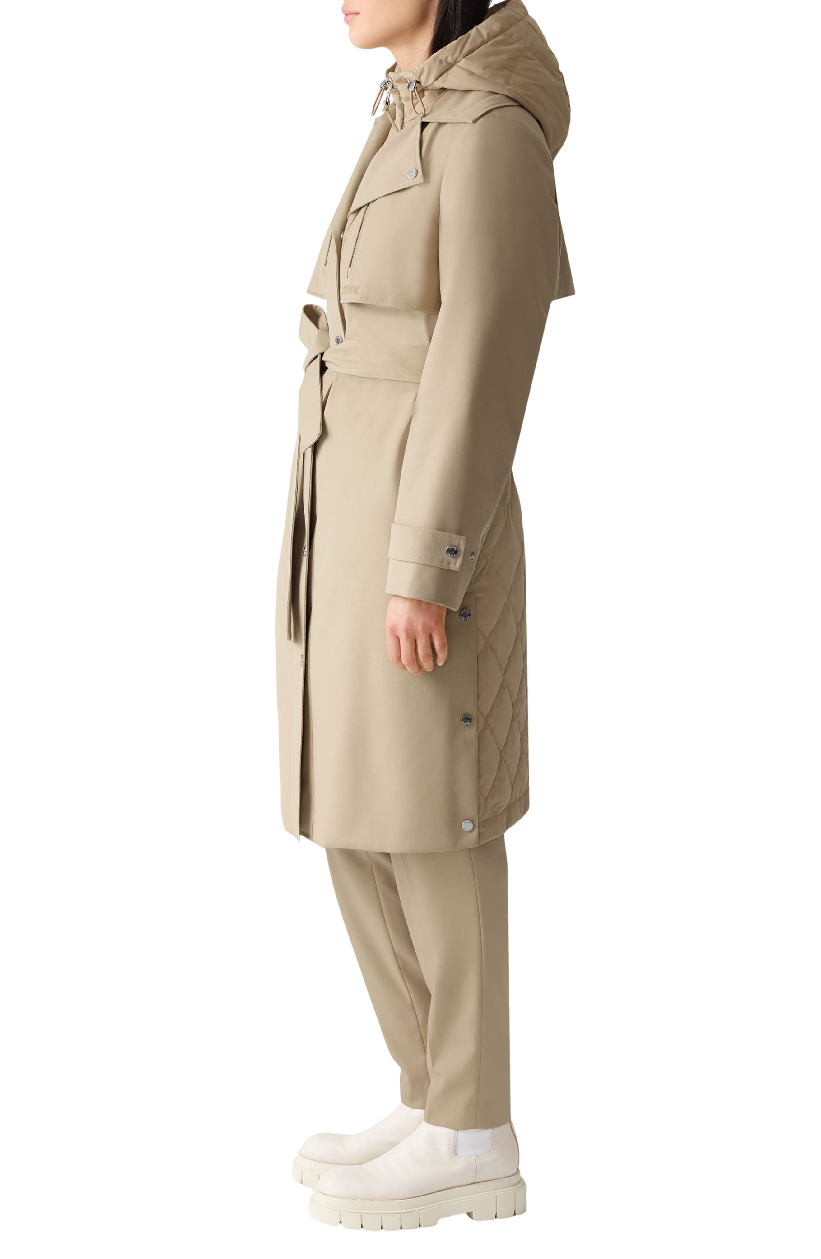 Mackage Siobhan Down Trench Coat with Removable Bib in Light Camel at Nordstrom - 3