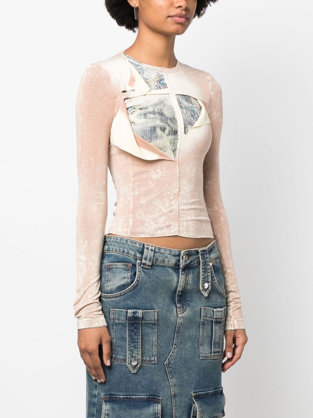 bleached-effect ripped-detailing T-shirt - 3