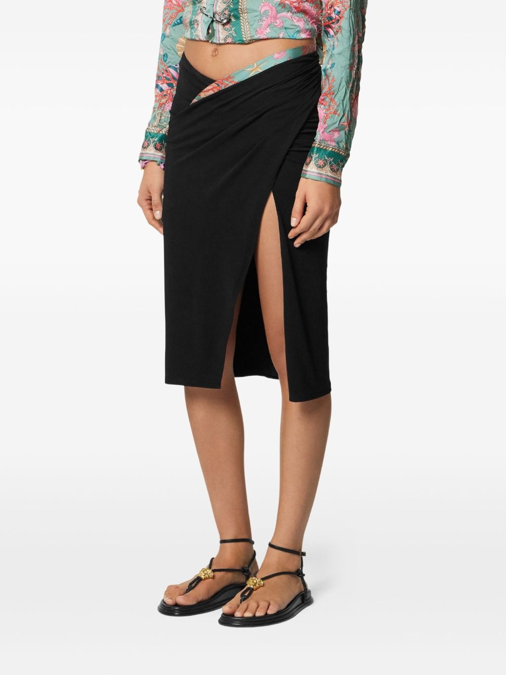 Underwater Barocco draped midi skirt - 3