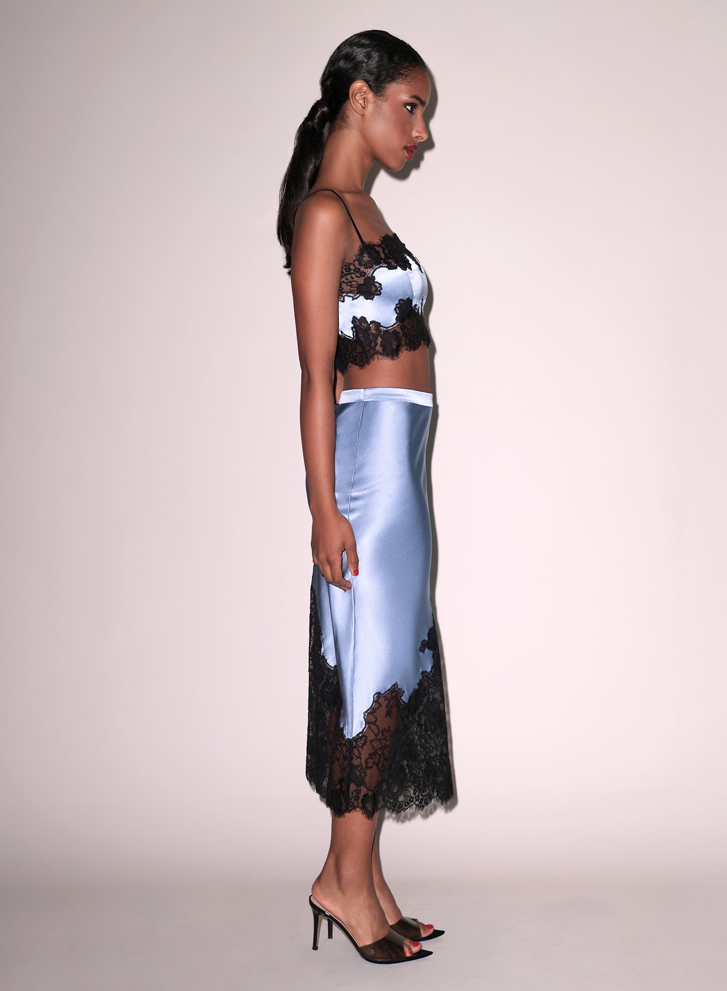 Silk & Lace Scallop Midi Skirt - 5