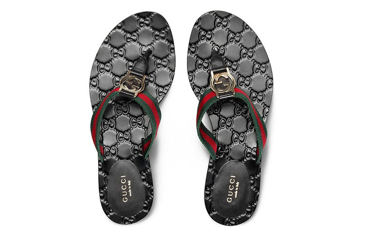GUCCI (WMNS) Gucci Gg Thong Web Sandal 'Black' 270374-H9020-8476