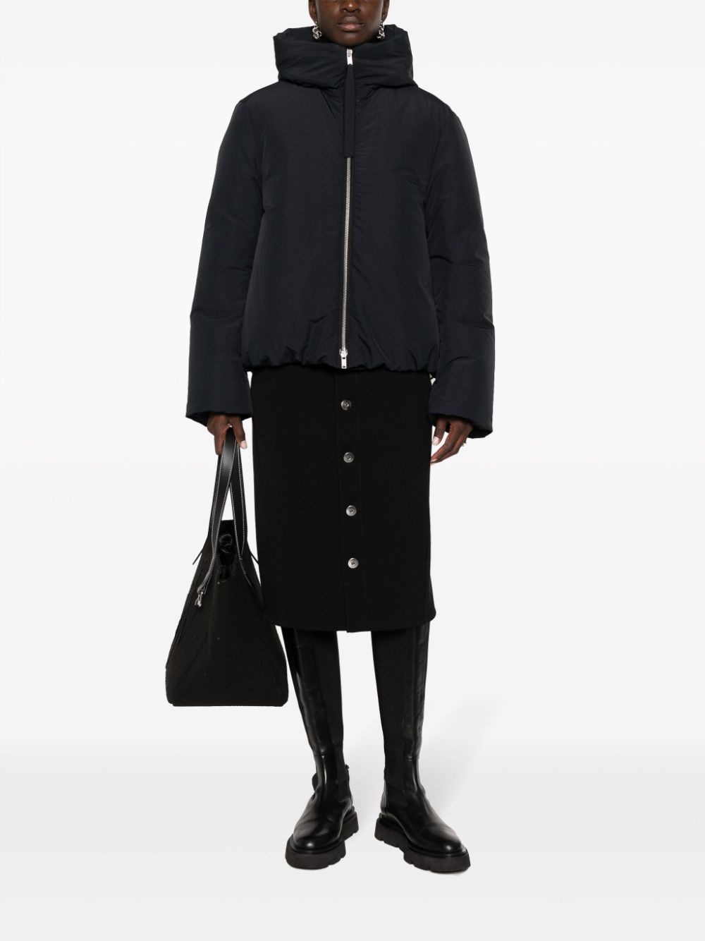 hooded feather-down jacket - 2