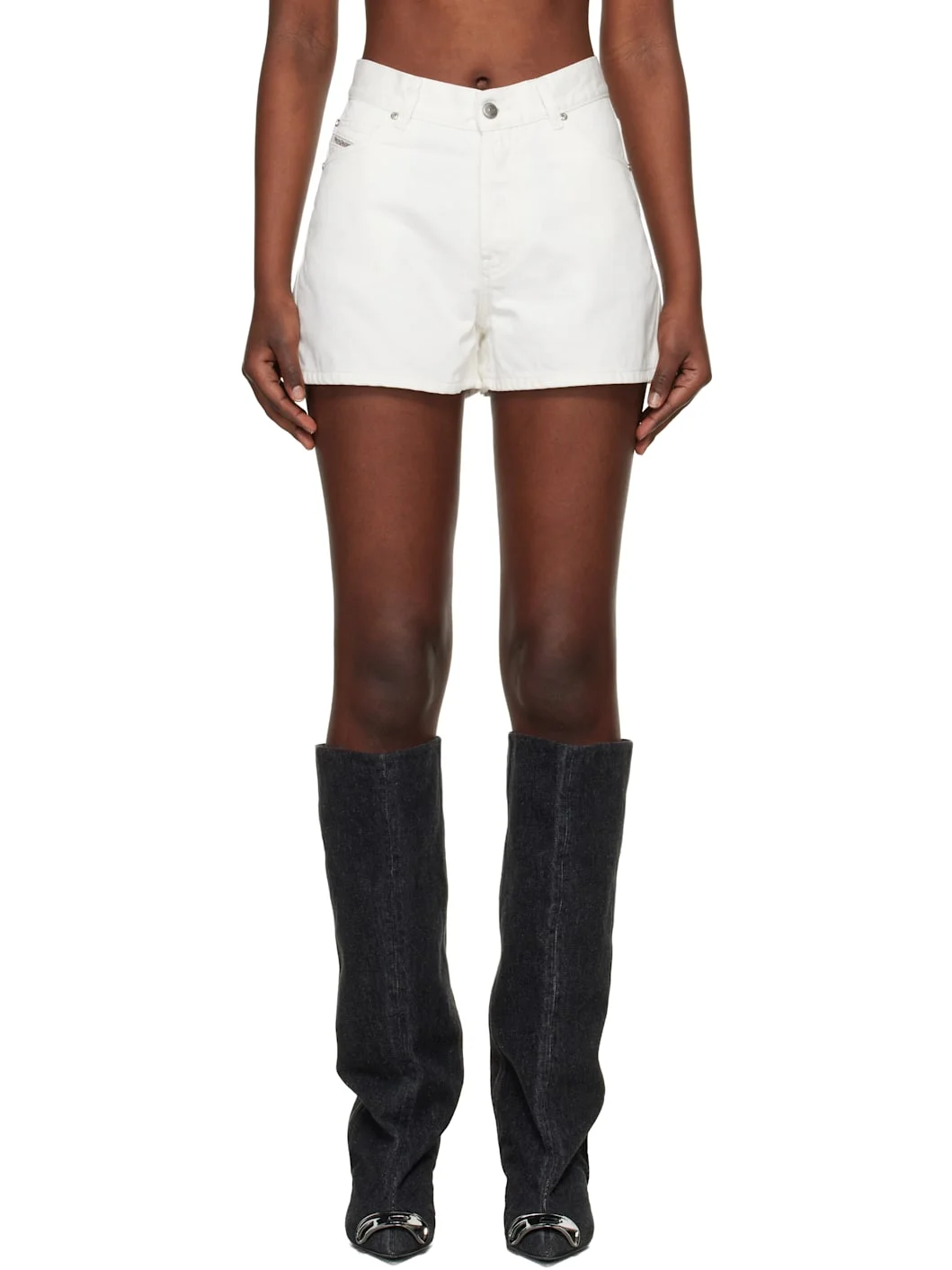 White De-Helios Denim Shorts - 1