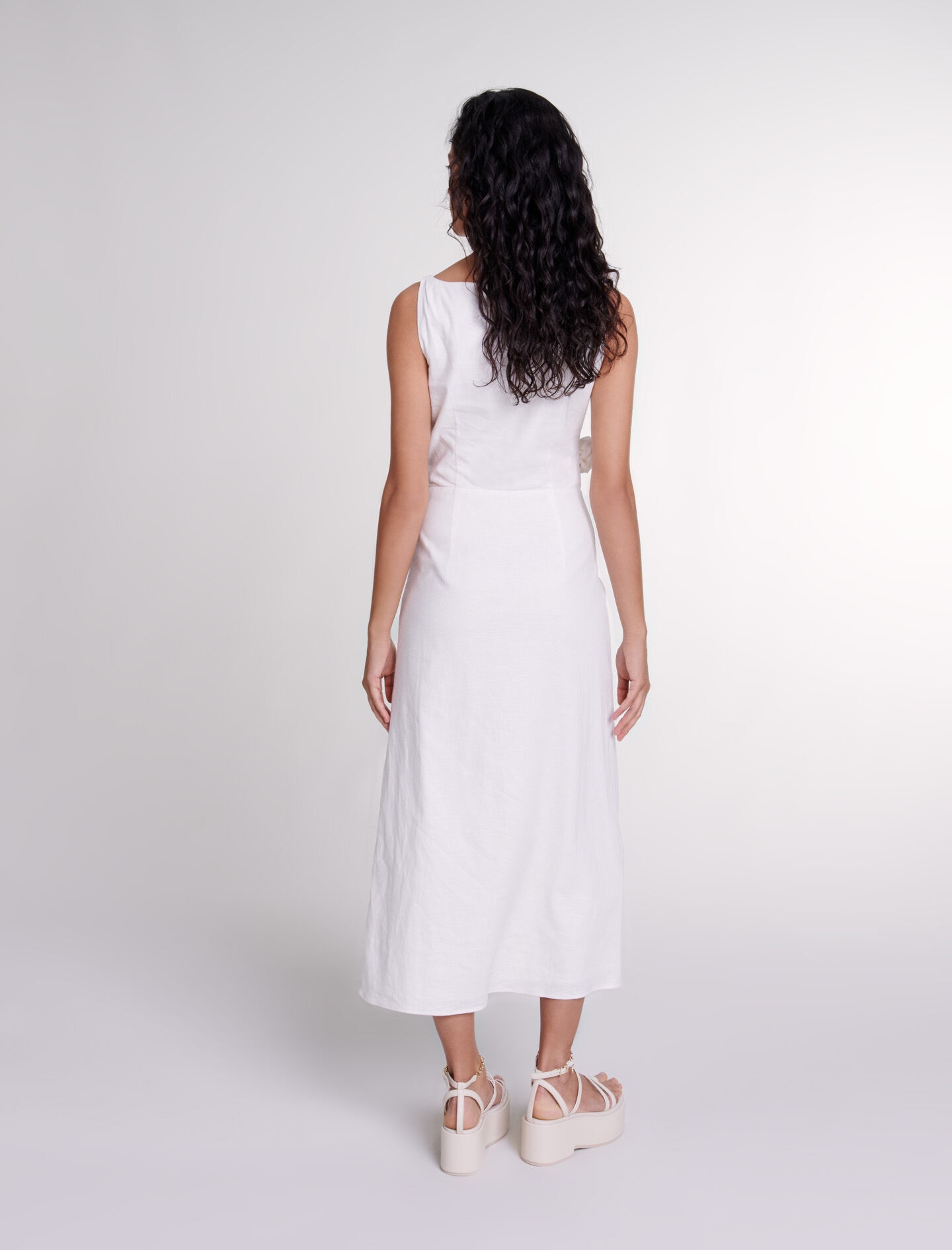 Openwork linen maxi dress - 4