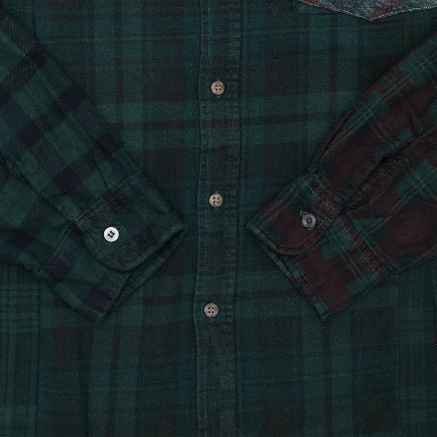 REBUILD BY NEEDLES 7 CUTS OVER DYE WIDE FLANNEL SHIRT - 4