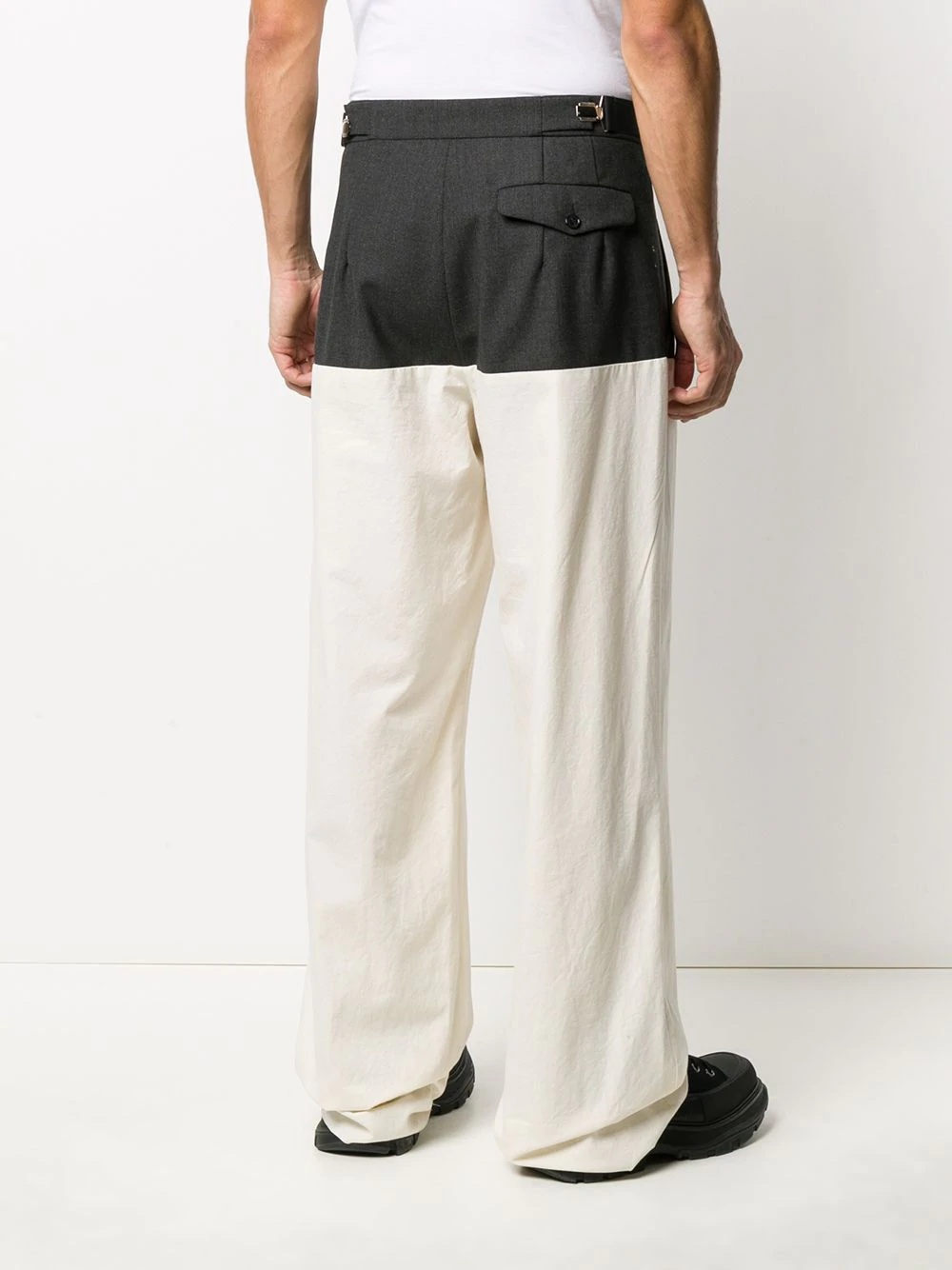 two-tone wide-leg trousers - 4