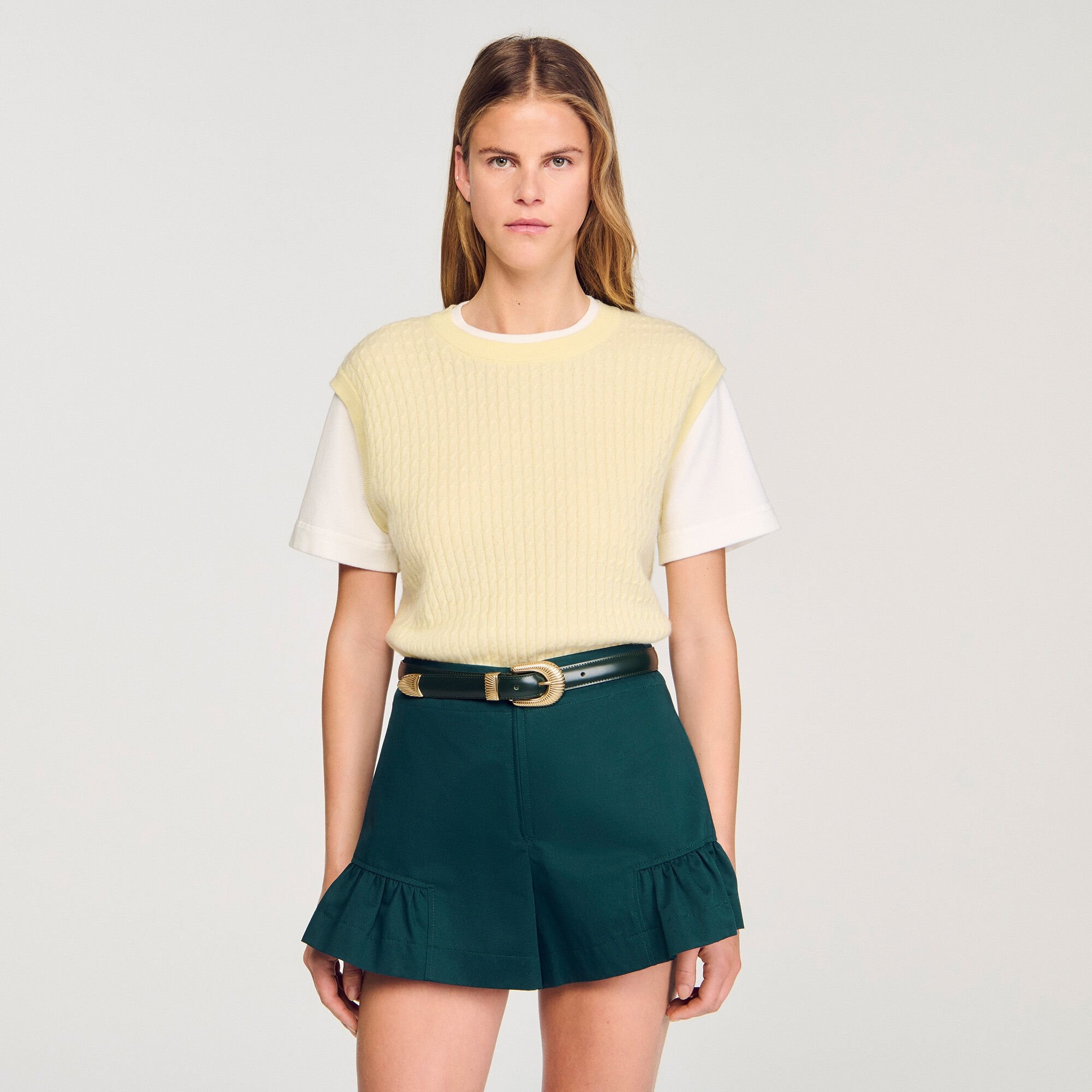 DUAL-MATERIAL KNIT SWEATER - 4