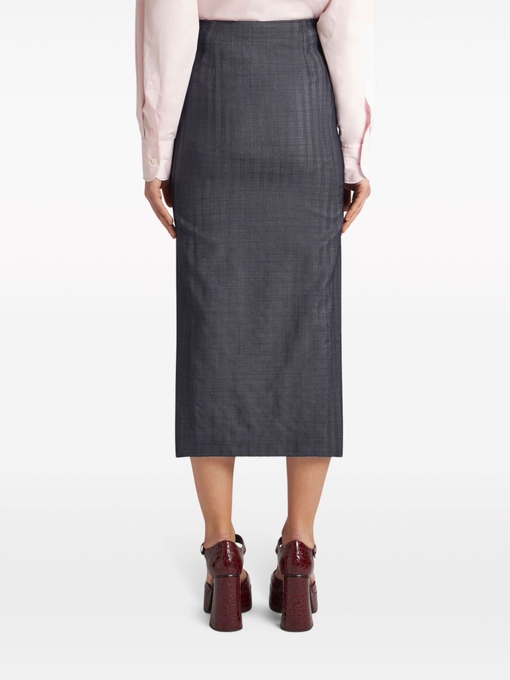 stripe-jacquard wool pencil skirt - 4