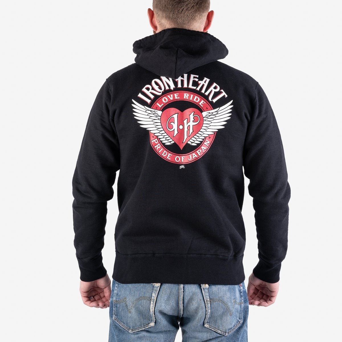 IHSW-66-BLK Printed 14oz Ultra Heavyweight Loopwheel Cotton Zippered Hoodie - Black - 3