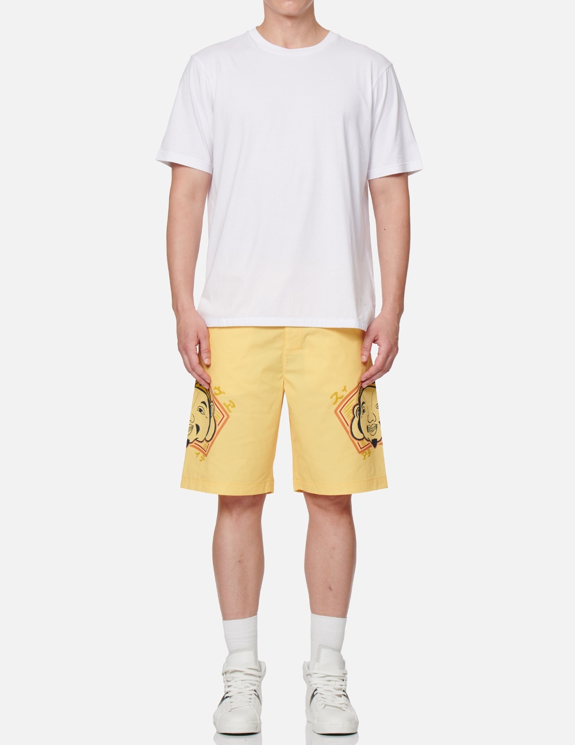 GODHEAD MOTIF PRINT BOARD SHORTS - 5