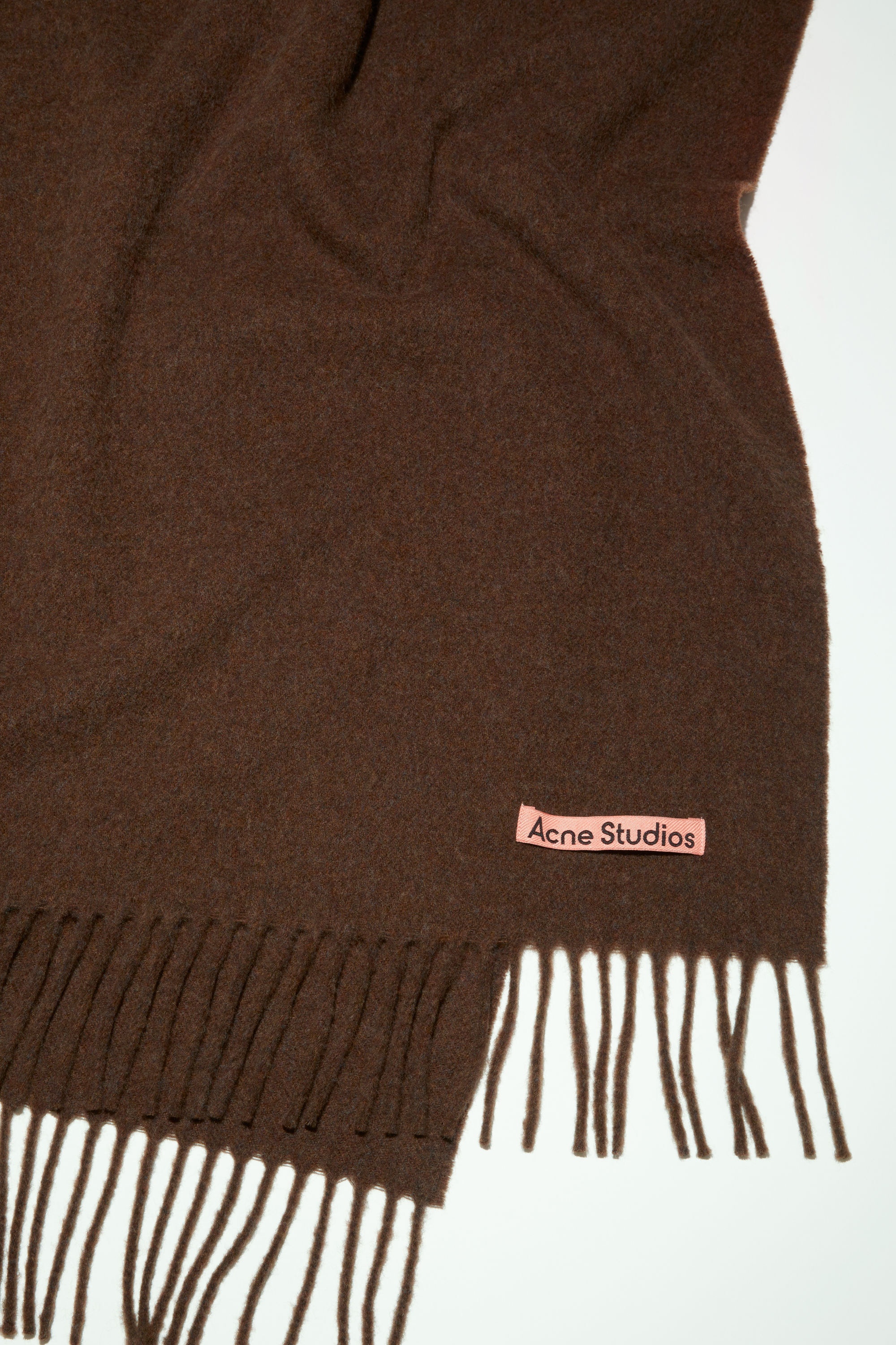 Fringe wool scarf - oversized - Dark rust melange - 4