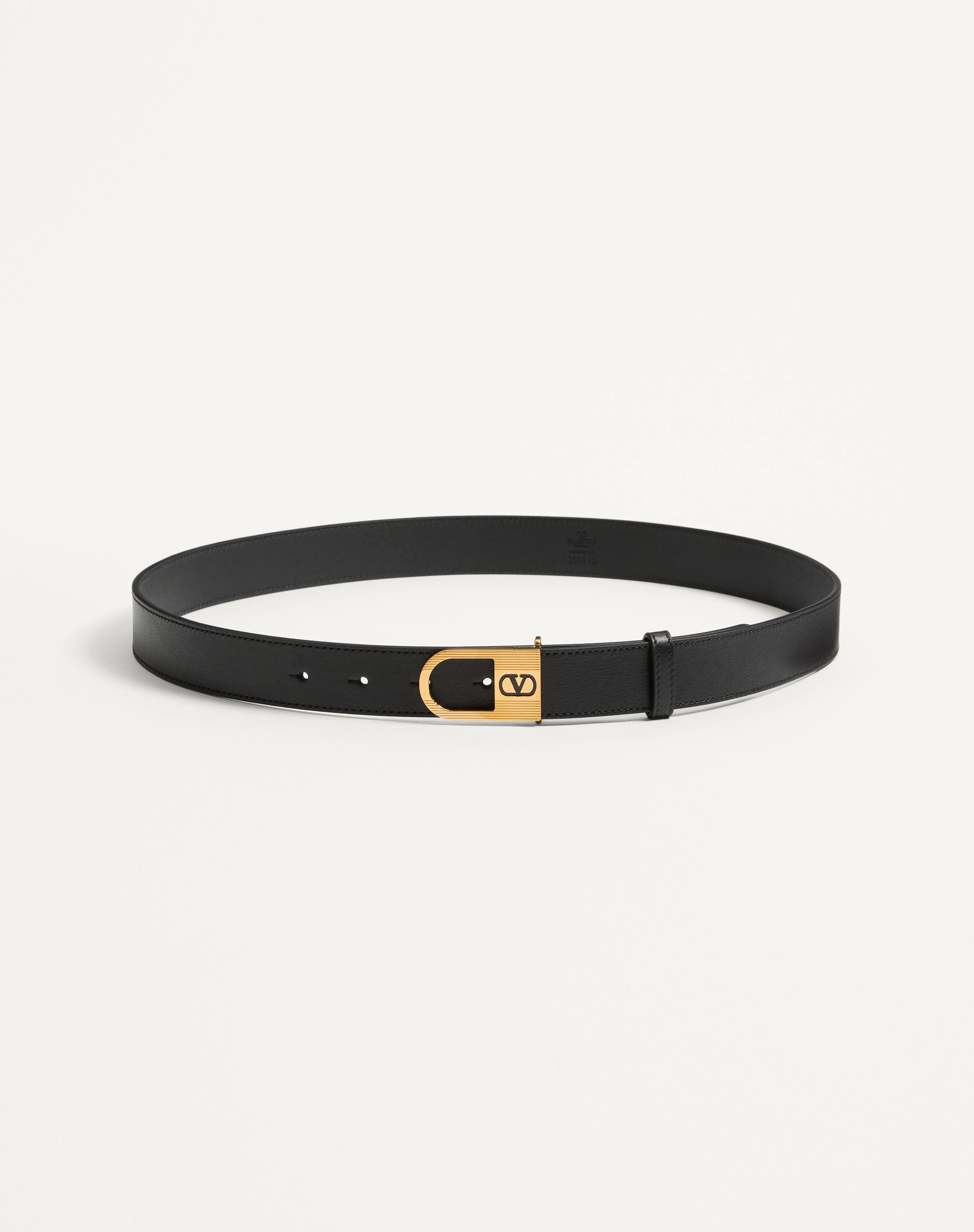 VLOGO SIGNATURE BELT IN SHINY CALFSKIN 30 MM WITH ENAMELED LOGO DETAIL - 1