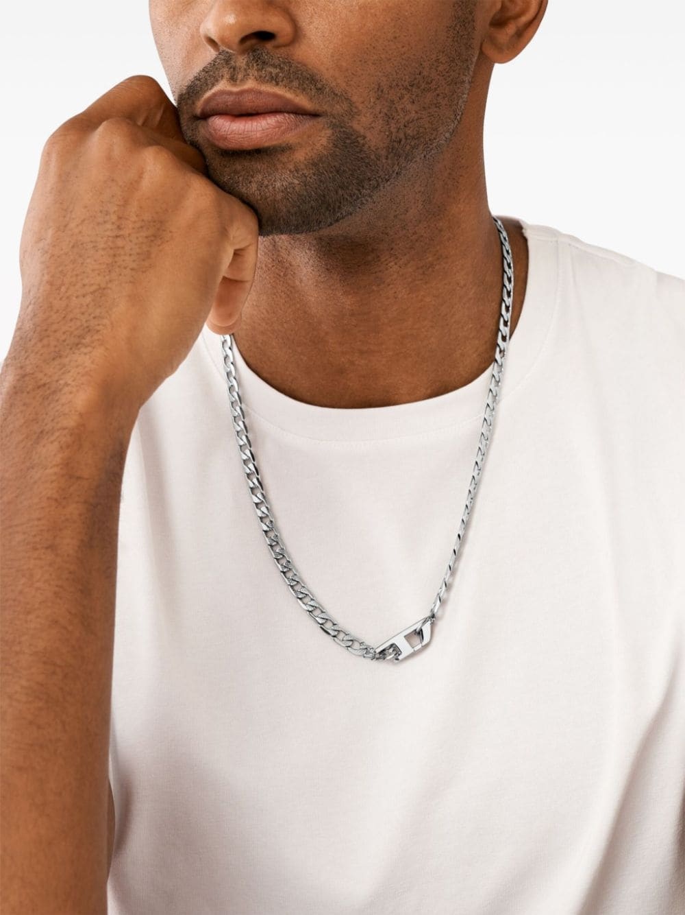 logo-pendant curb-chain necklace - 3