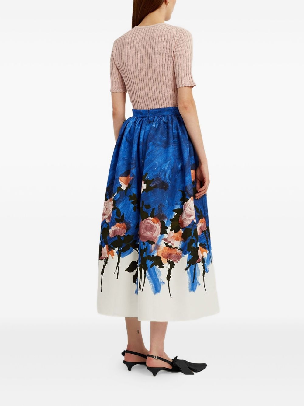 floral gathered midi skirt - 3