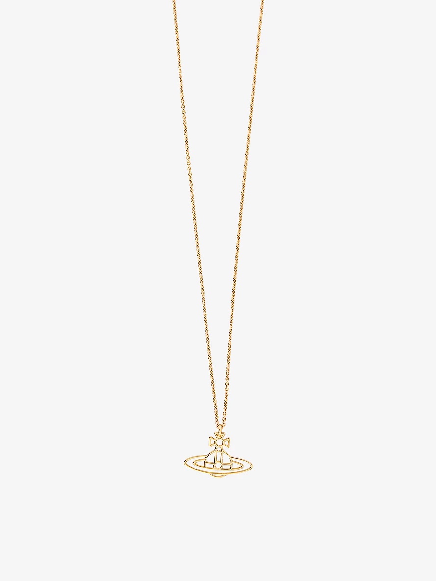 Thin Lines Flat Orb gold-toned brass necklace - 2
