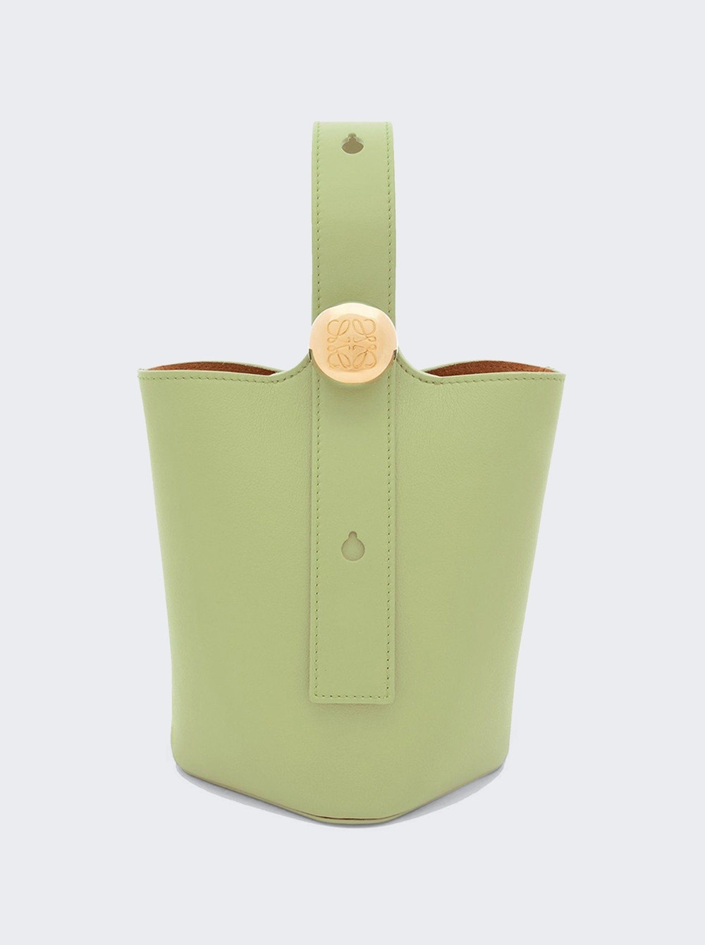 Mini Pebble Mellow Calfskin Bucket Bag Light Pear - 1