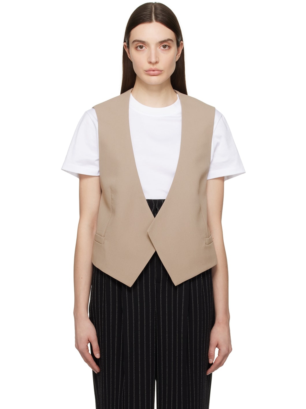 Taupe Open Vest - 1