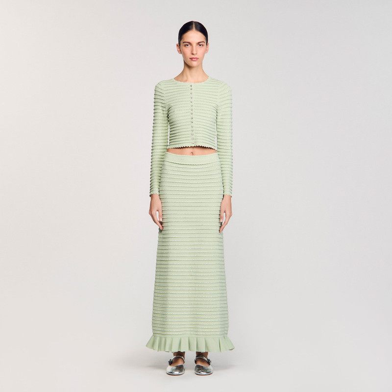 Sandro RHINESTONE KNIT MAXI SKIRT outlook