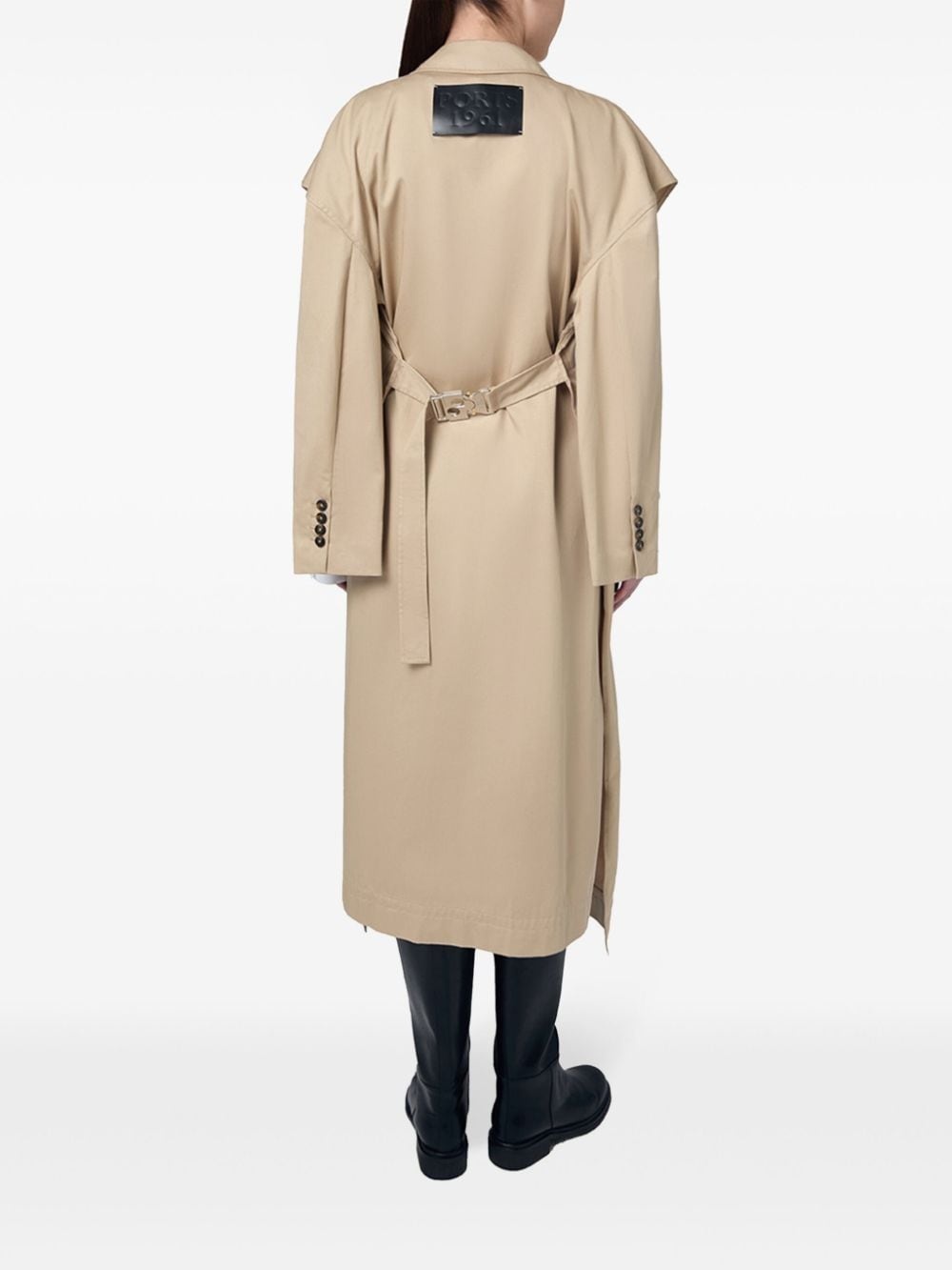 cut-out cotton trench coat - 4