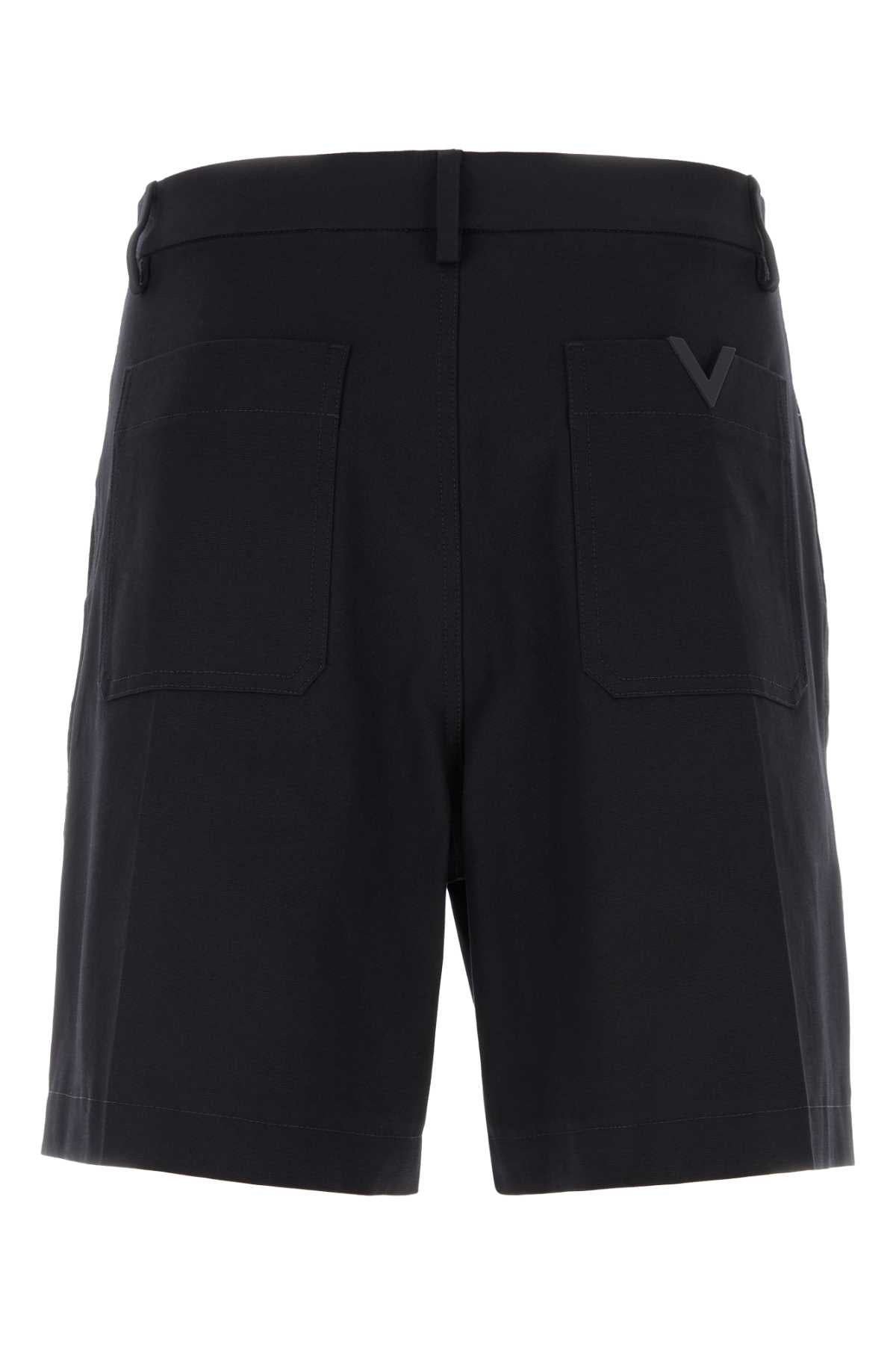 Valentino Garavani Men Midnight Blue Stretch Cotton Bermuda Shorts - 2