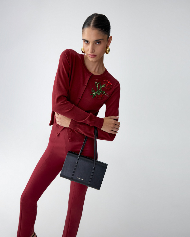 Crystal-Embroidered Rose Cardigan 4