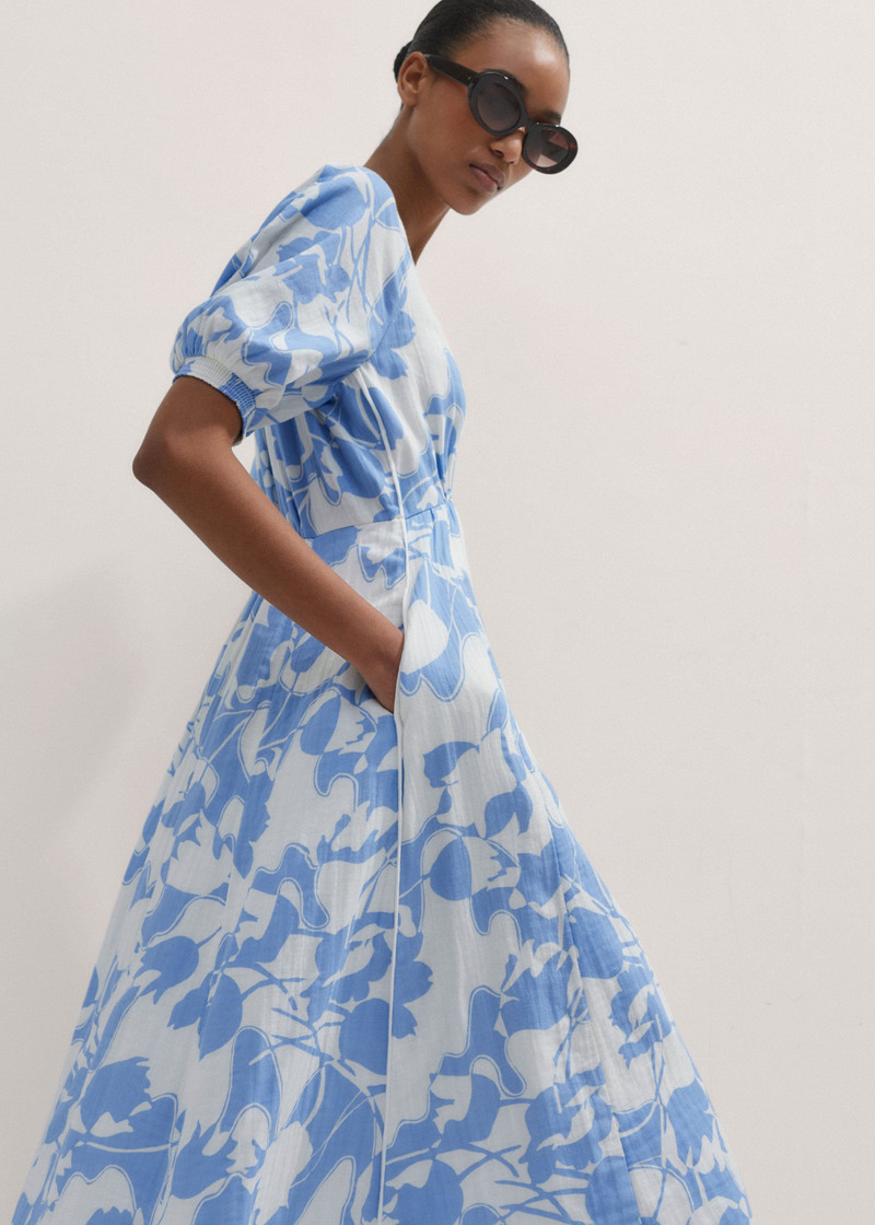 Cheesecloth Tulip Print Midi Dress 3