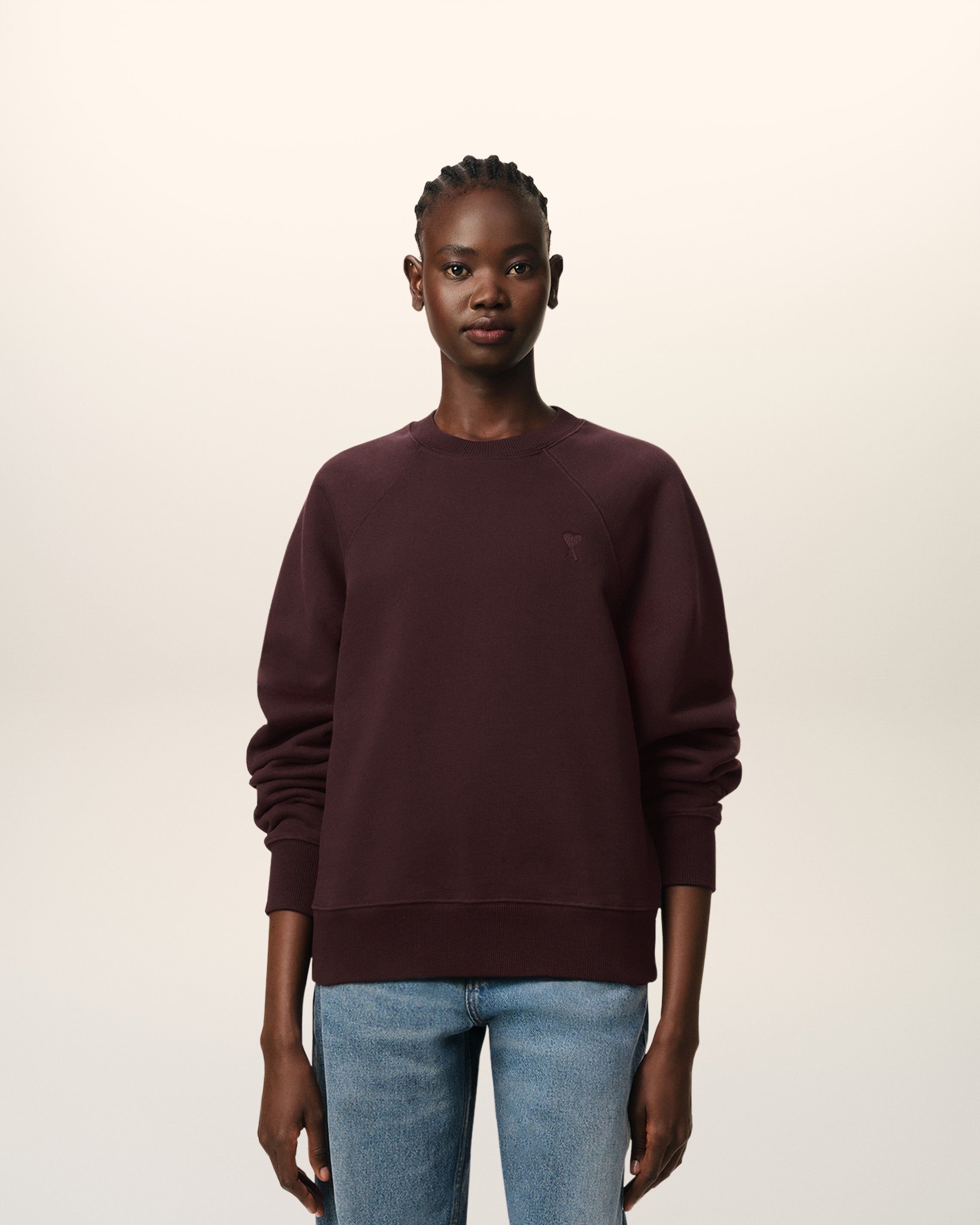 BURGUNDY COTTON TONAL AMI DE COEUR SWEATSHIRT - 2