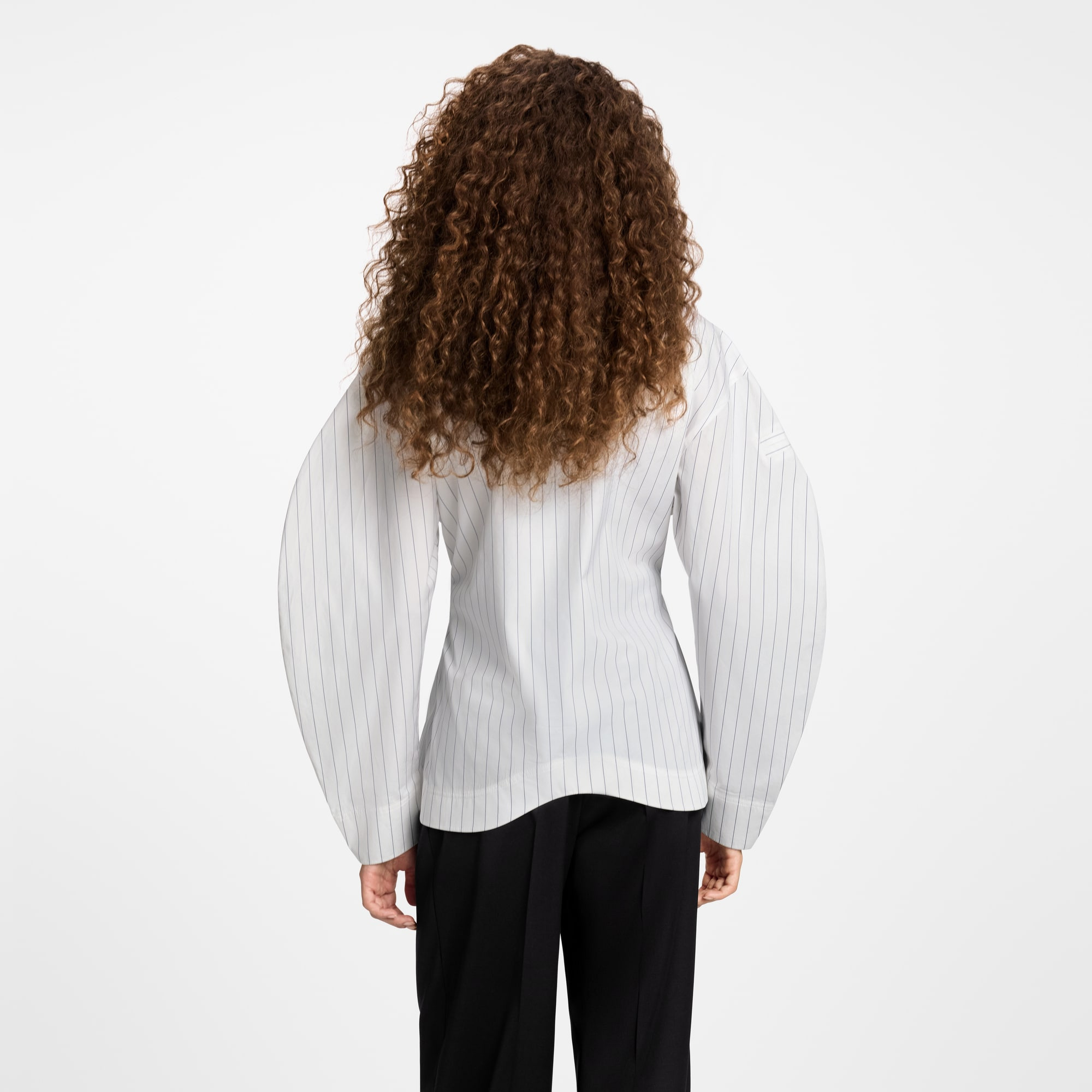 Bib Front Striped Blouse - 7