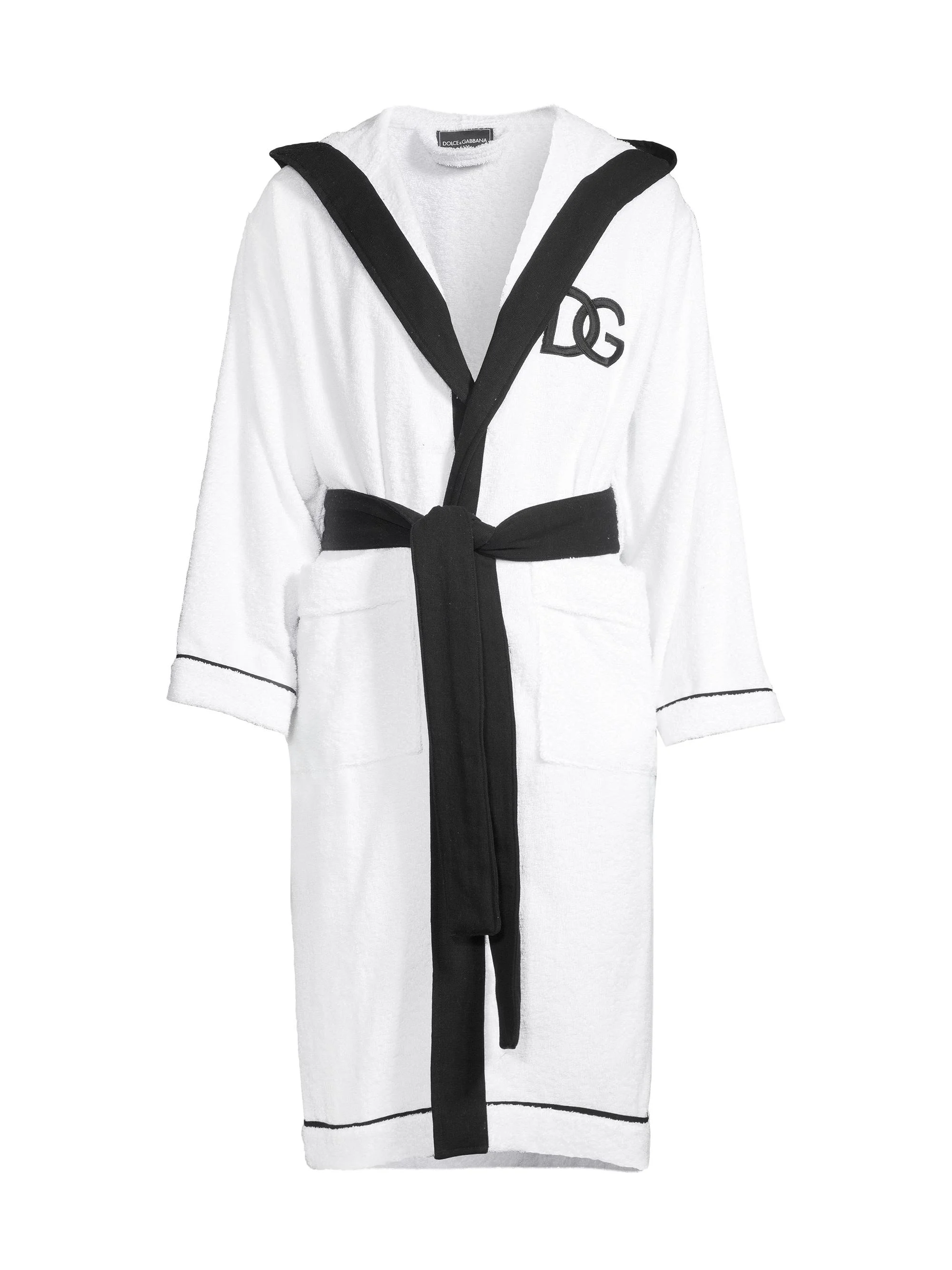 Men's Logo Embroidered Bathrobe - White - 1