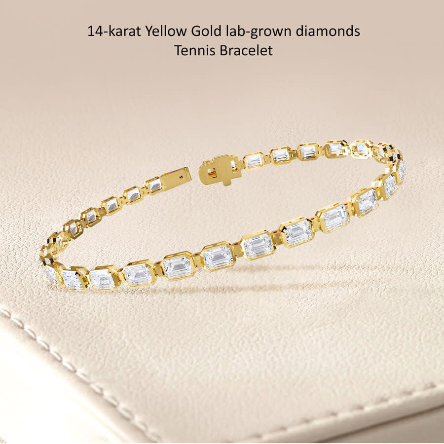 Diamond2Deal - Diamond2Deal 14k Yellow Gold 7.75 Ct Radiant Cut Lab Grown Diamond Tennis Bracelet 7" VVS-VS, E-F - 2