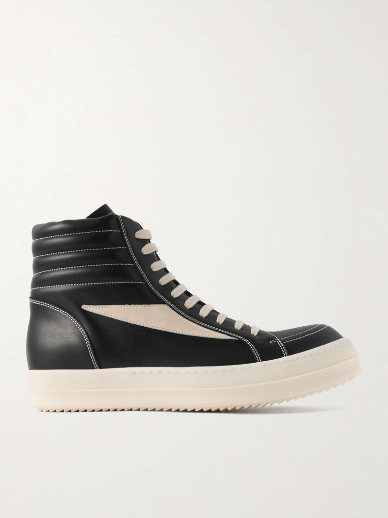 Vintage Suede-Trimmed Leather High-Top Sneakers - 1