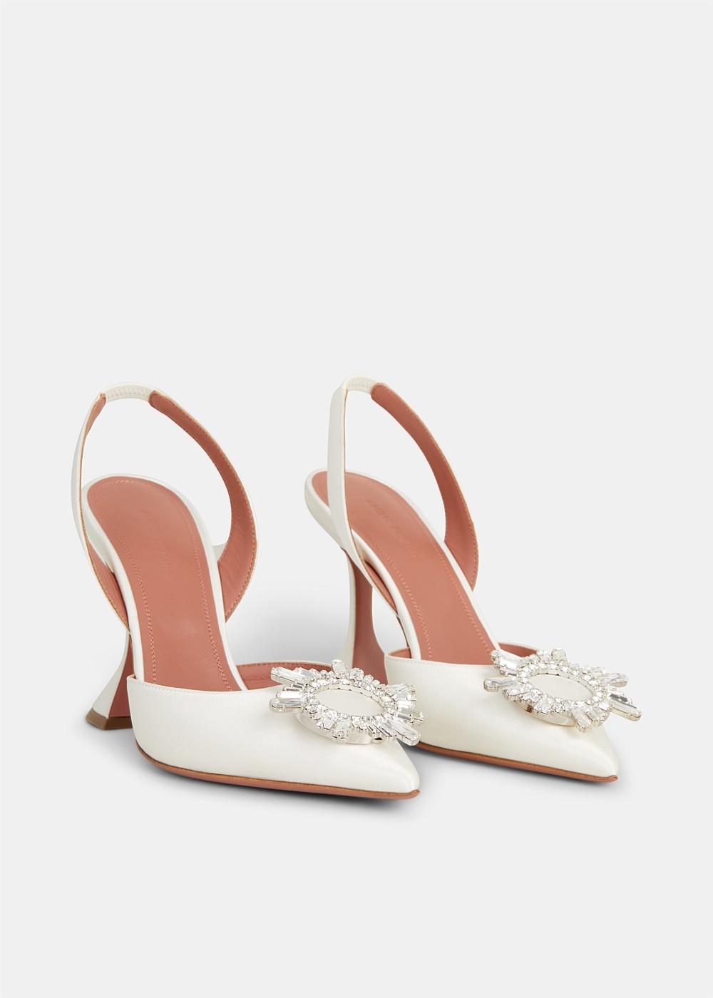 White Satin Begum Slingback Pumps - 2