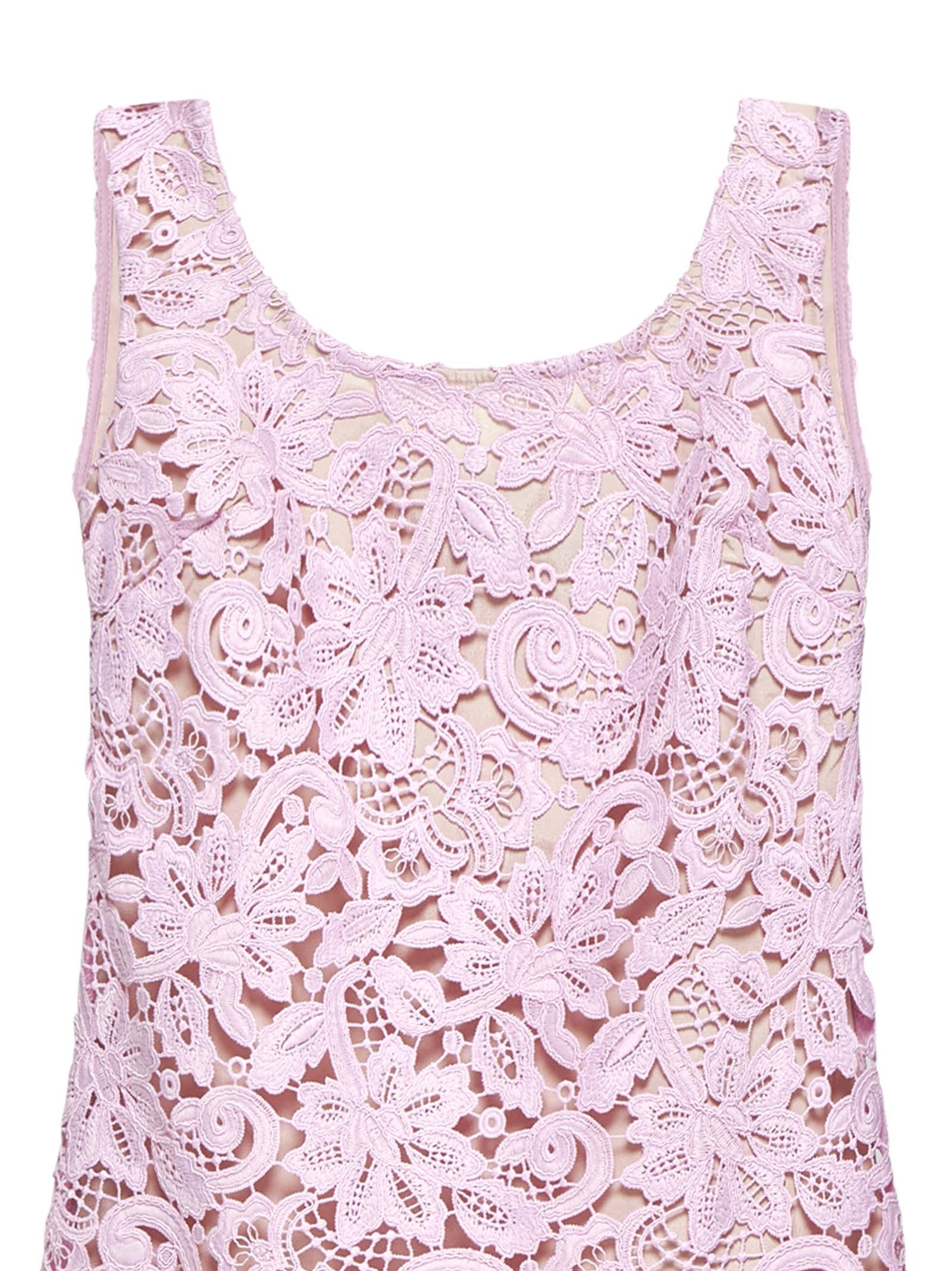 Pink floral lace mini dress - 3