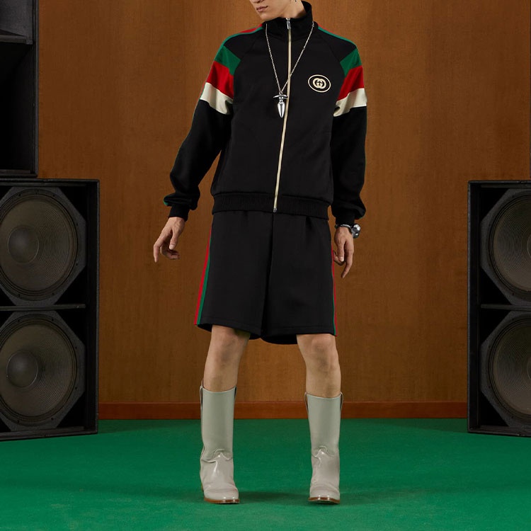 Gucci FW22 Neoprene zip jacket with Web 'Black' 698448-XJEEP-1152 - 3