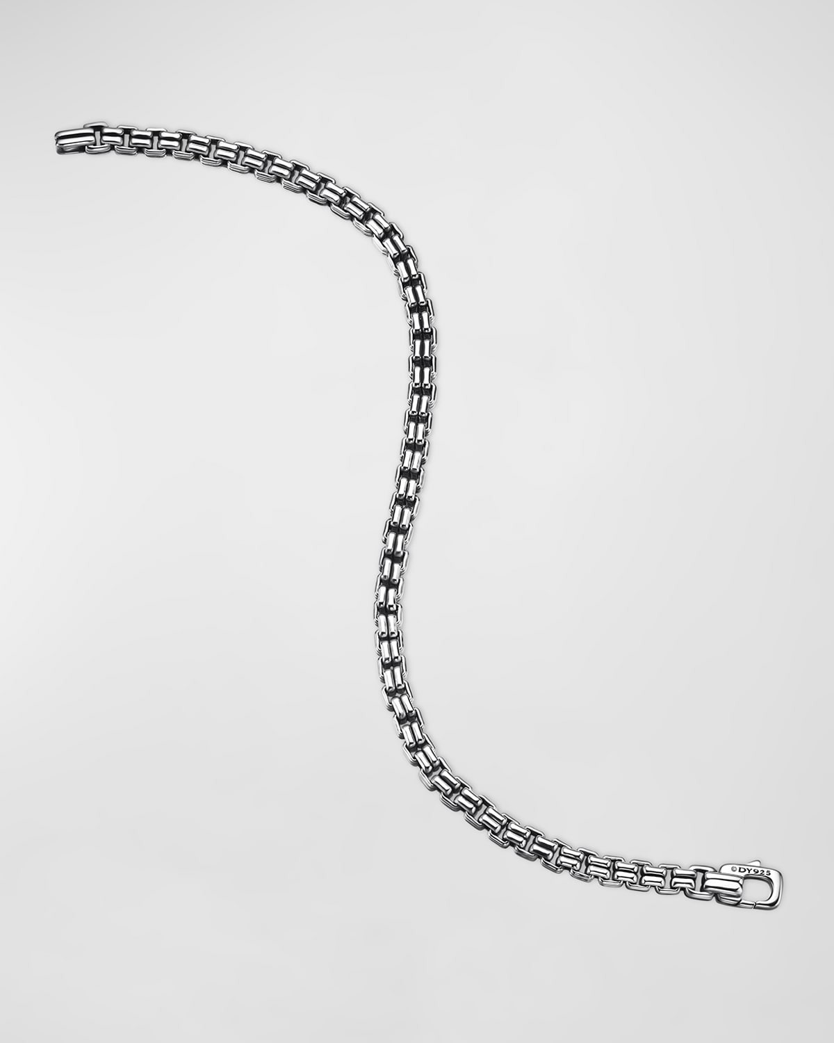 Men's Double Box Chain Bracelet in Silver, 4mm - 6