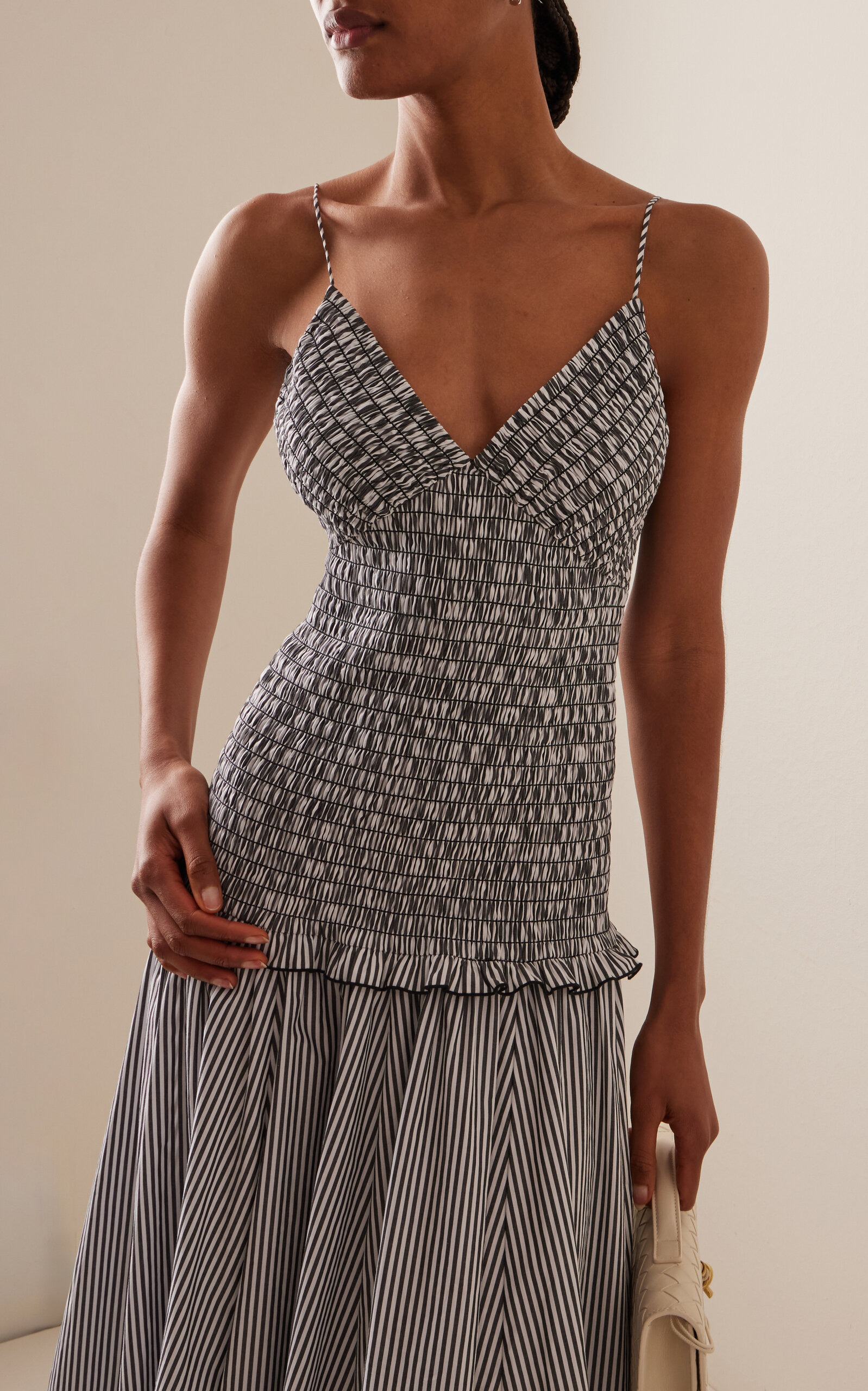 The Josie Smocked Pima Cotton Midi Dress black/white - 3