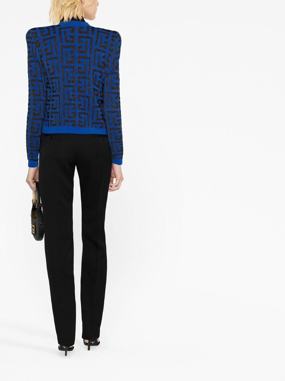 monogram jacquard cropped jacket - 4
