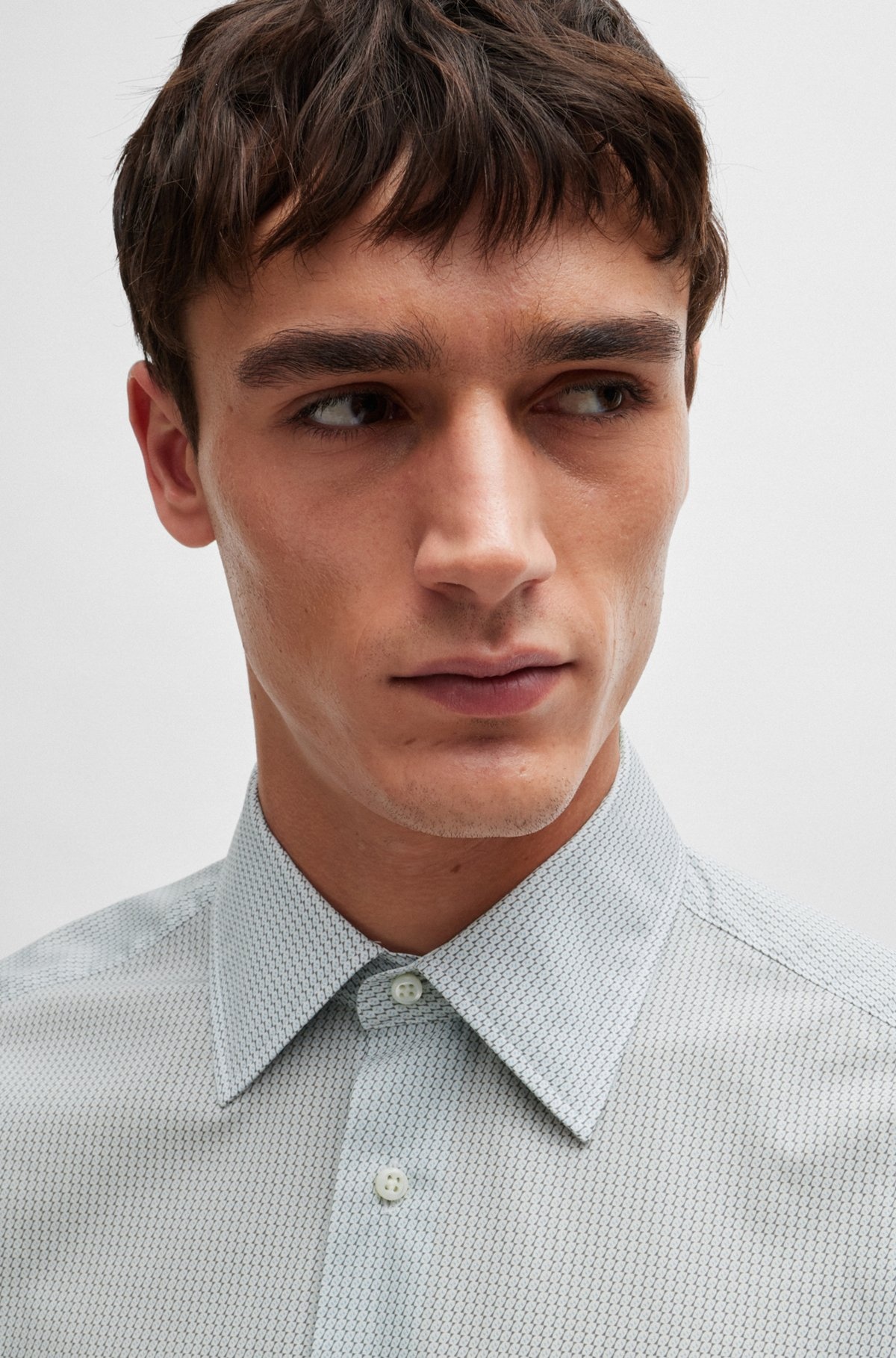 SLIM-FIT SHIRT IN PRINTED COTTON WITH KENT COLLAR - 3