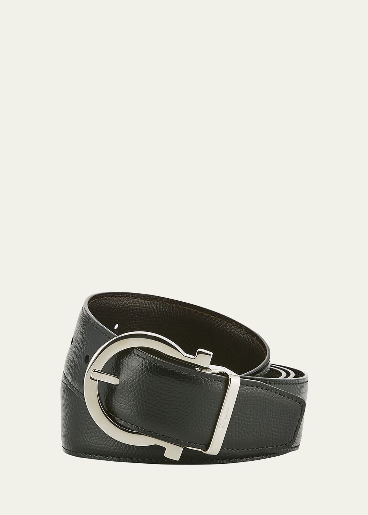 Men's Stamped Leather Gancio Buckle Belt - 1