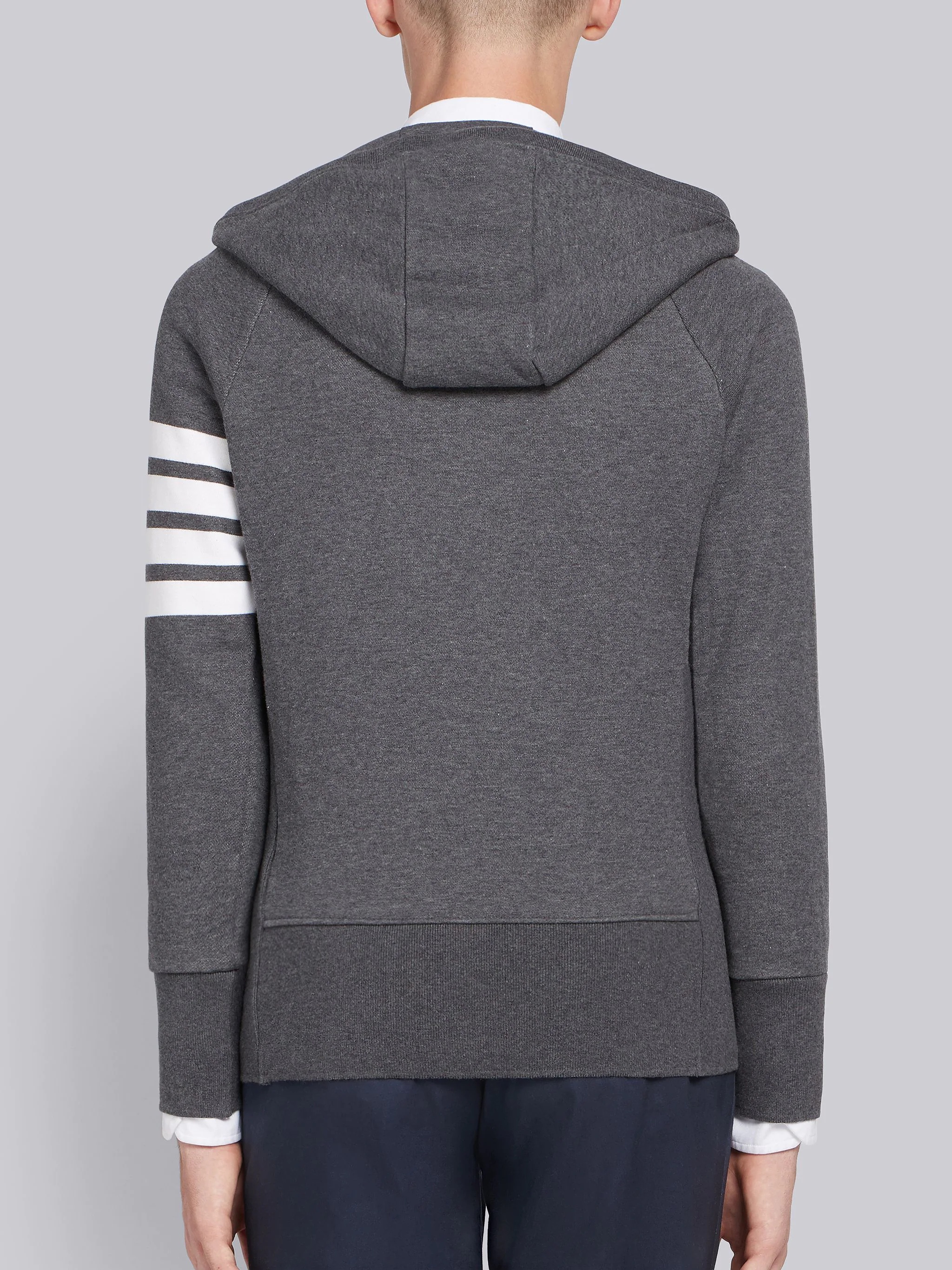 Dark Grey Loopback Jersey Knit 4-bar Zip-up Hoodie - 3