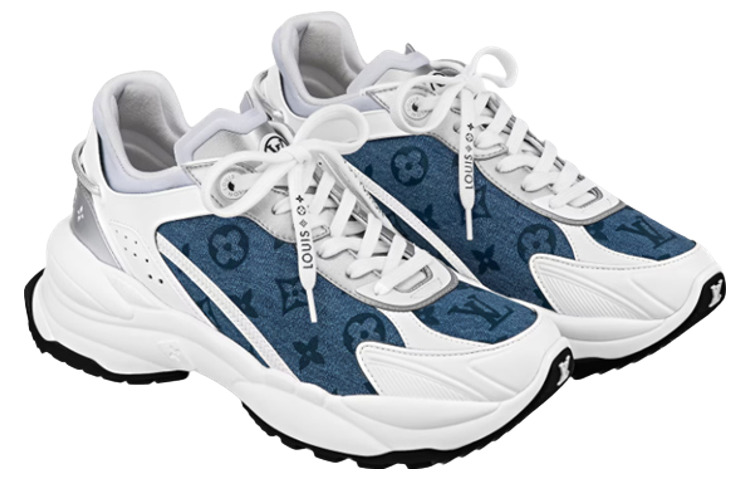 (WMNS) LOUIS VUITTON Run 55 Sneakers 'Denim Monogram Silver' 1ABHQJ - 2