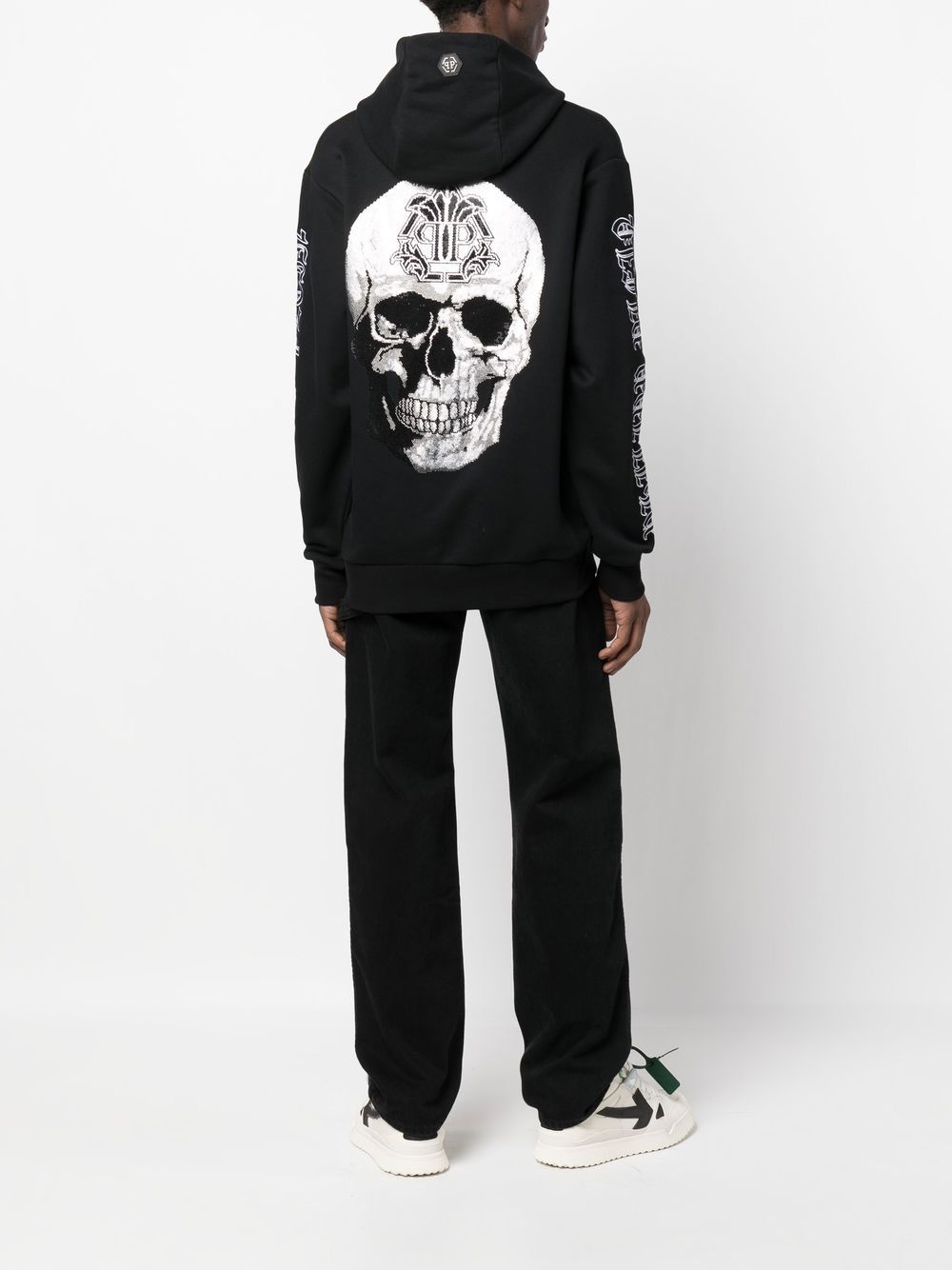 skull-print logo-embroidered hoodie - 2