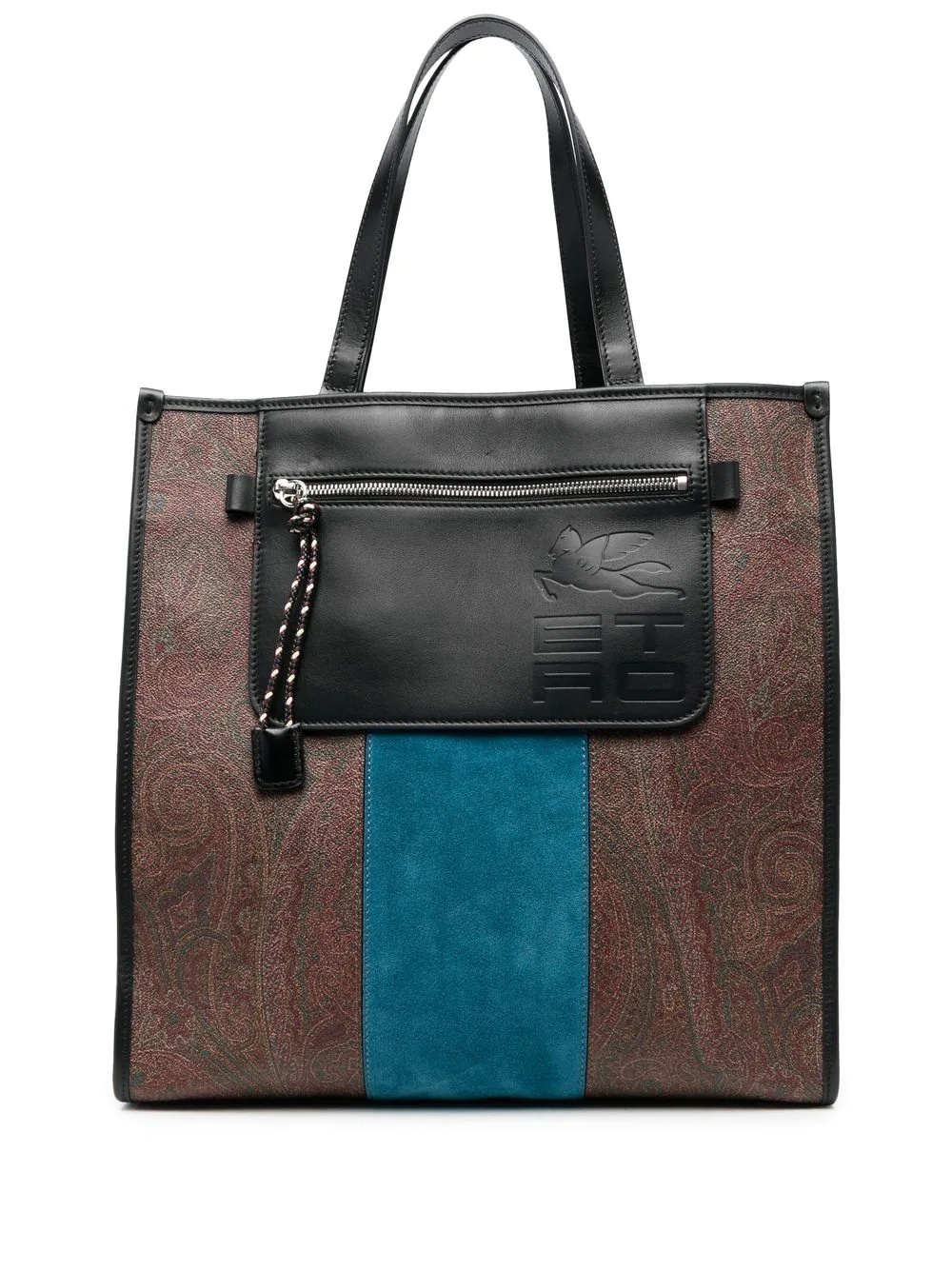 paisley-print colour block tote bag - 1