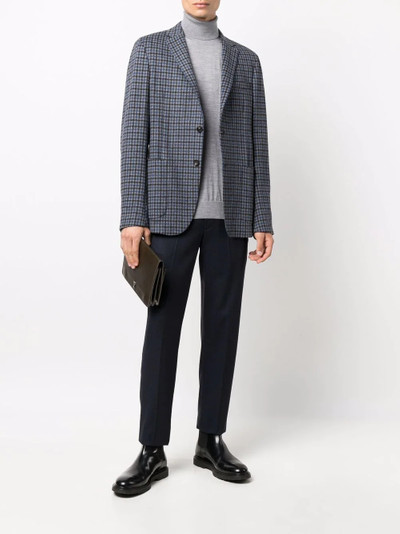 Z Zegna check-print buttoned blazer outlook