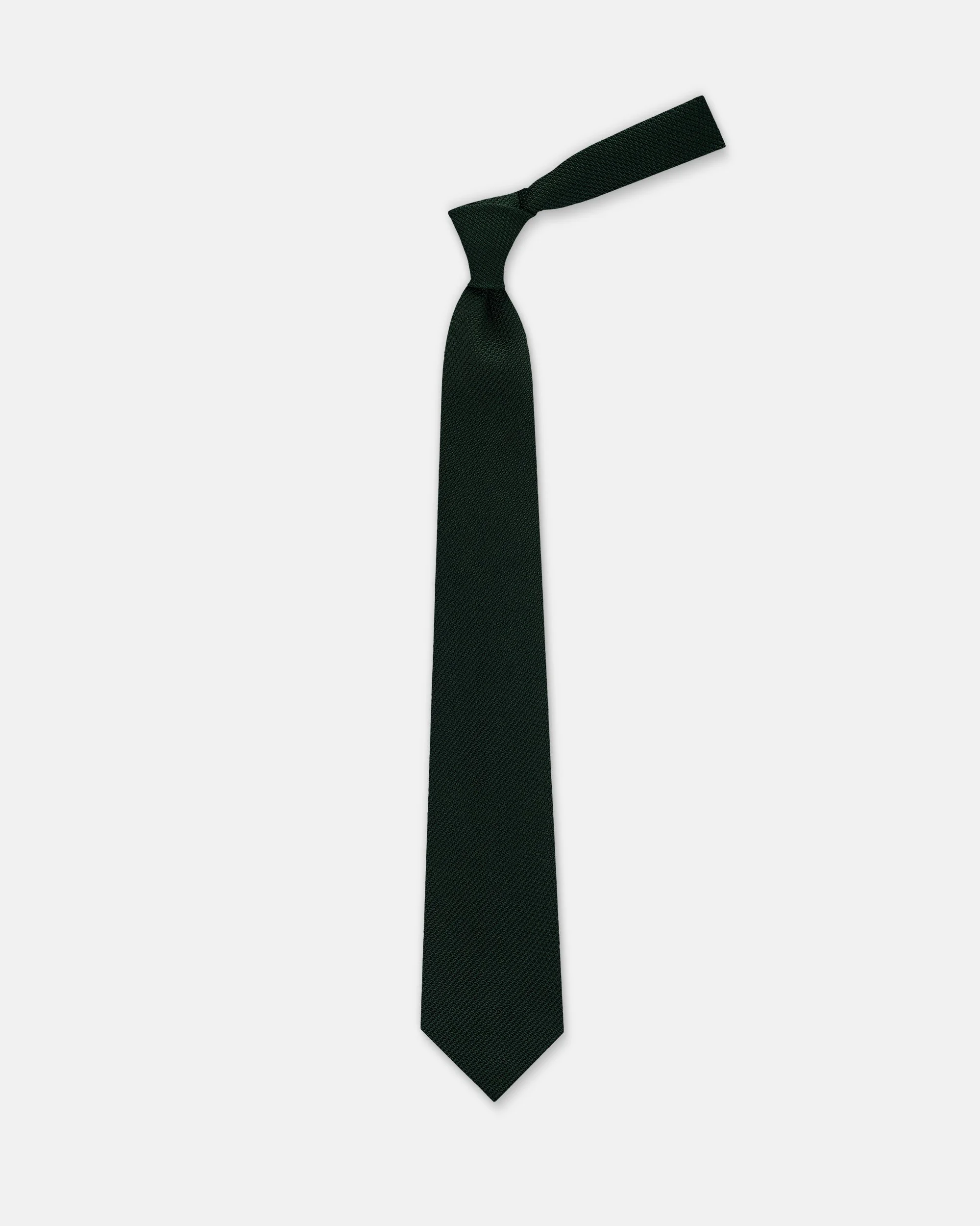 MADE-IN-UK SOLID GREEN GRENADINE TIE - 1