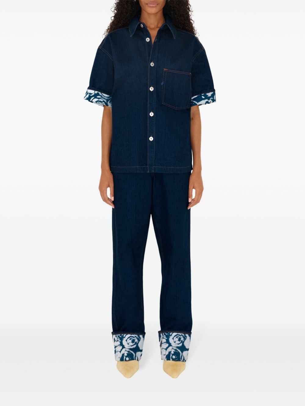 Heavyweight logo-patch denim shirt - 2