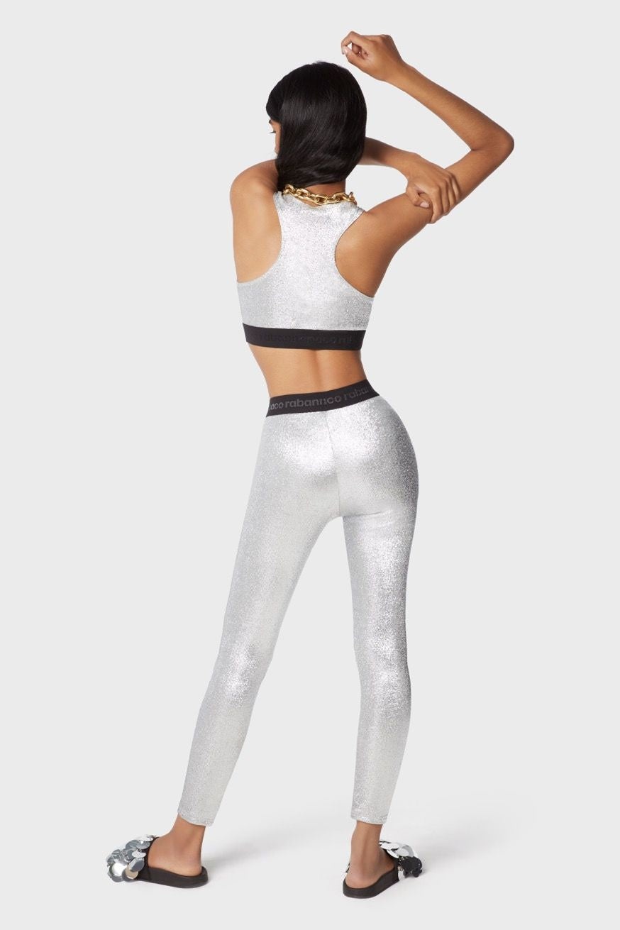 BODYLINE LEGGINGS IN SILVER LUREX JERSEY - 2