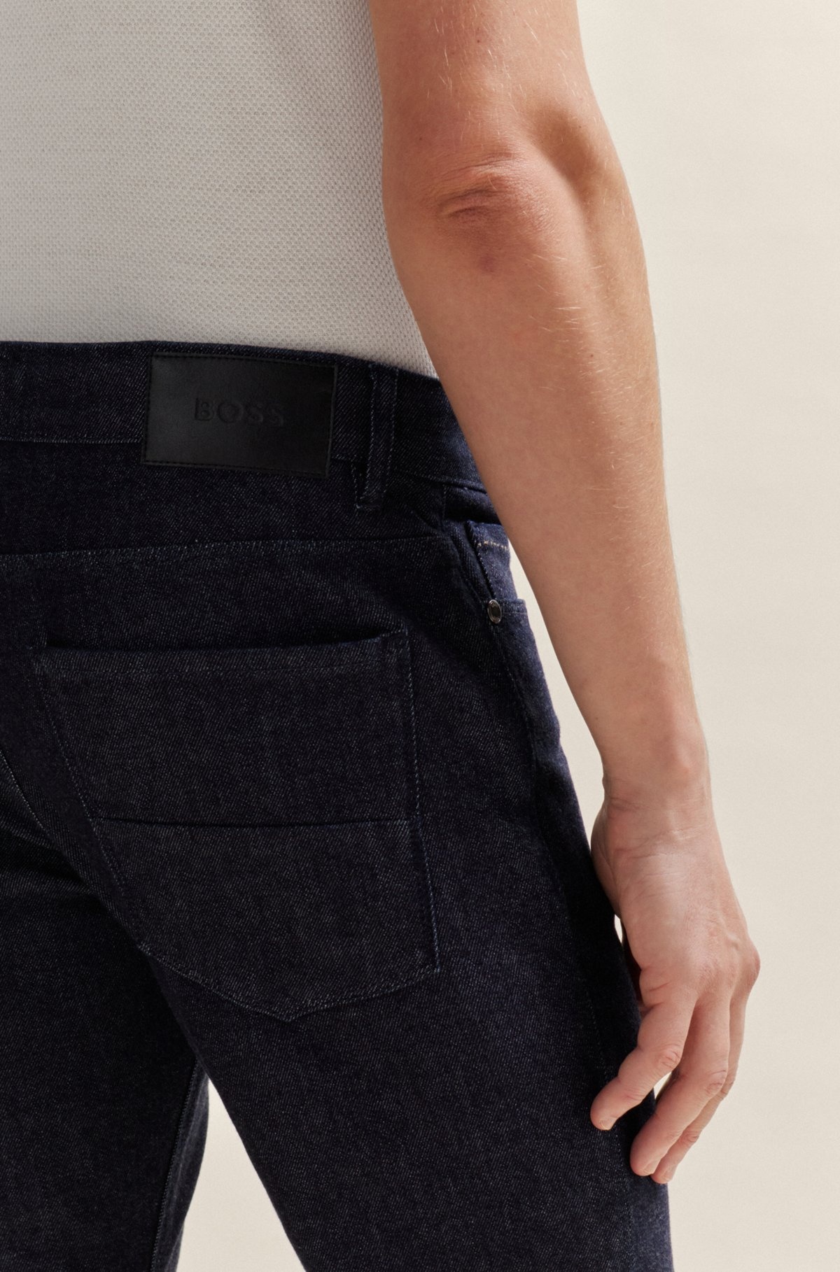 SLIM-FIT JEANS IN BLUE LUXURY-COMFORT DENIM - 5