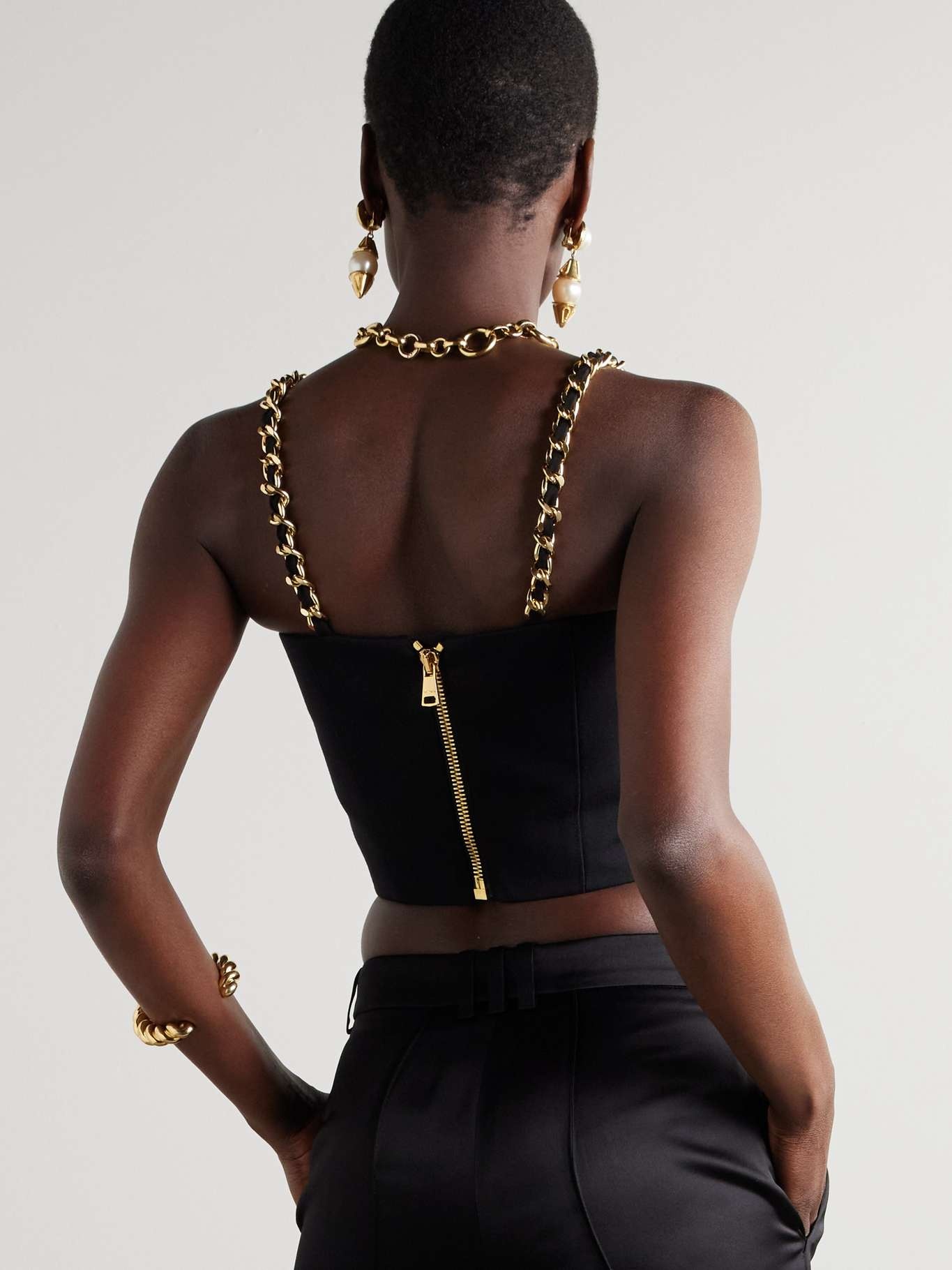 Embellished wool bustier top Black - 3